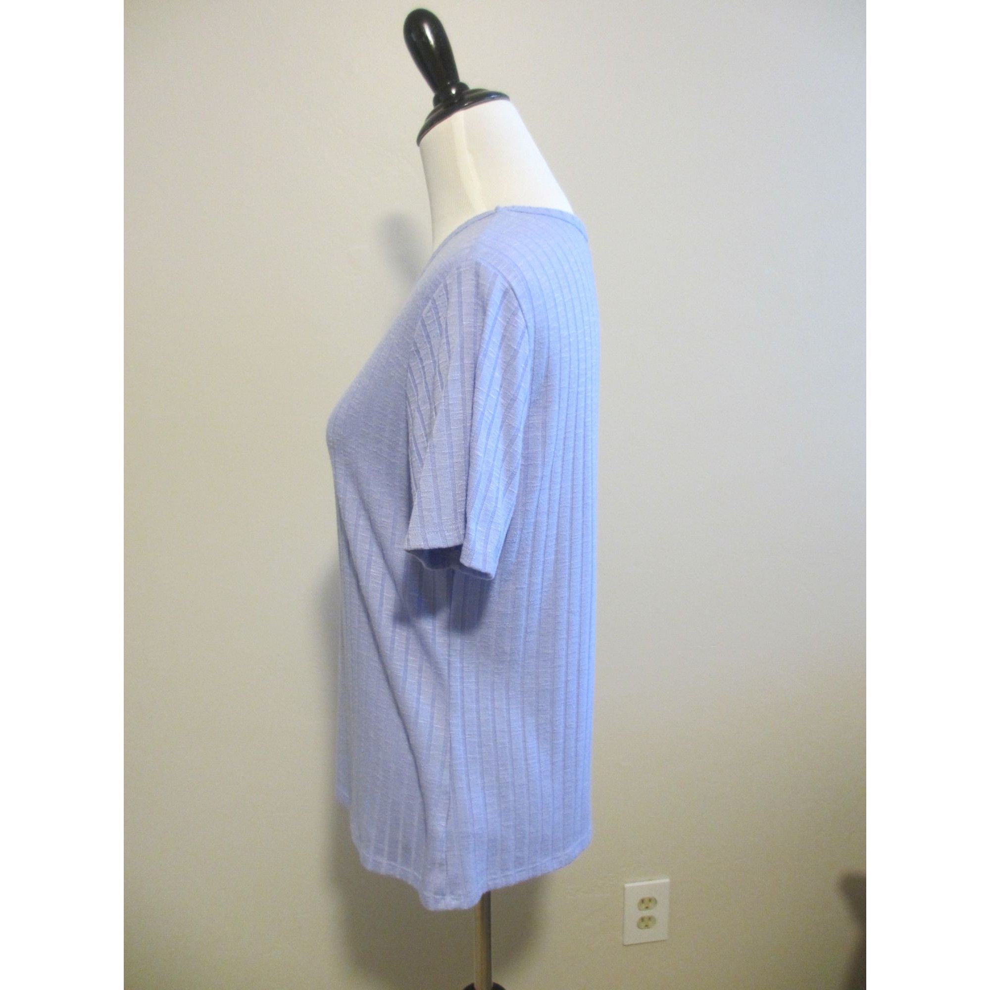 Other Vintage America Lavender Ribbed Short Sleeve Top Large Size L / US 10 / IT 46 - 3 Thumbnail