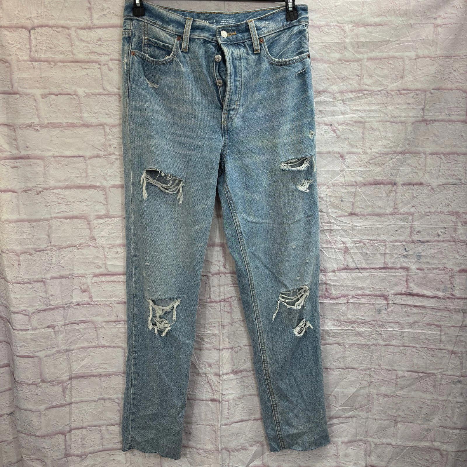 Old Navy Old Navy Women's Sky Hi Straight Ripped Jeans Size 6 Tall Size 27" / US 4 / IT 40 - 1 Thumbnail