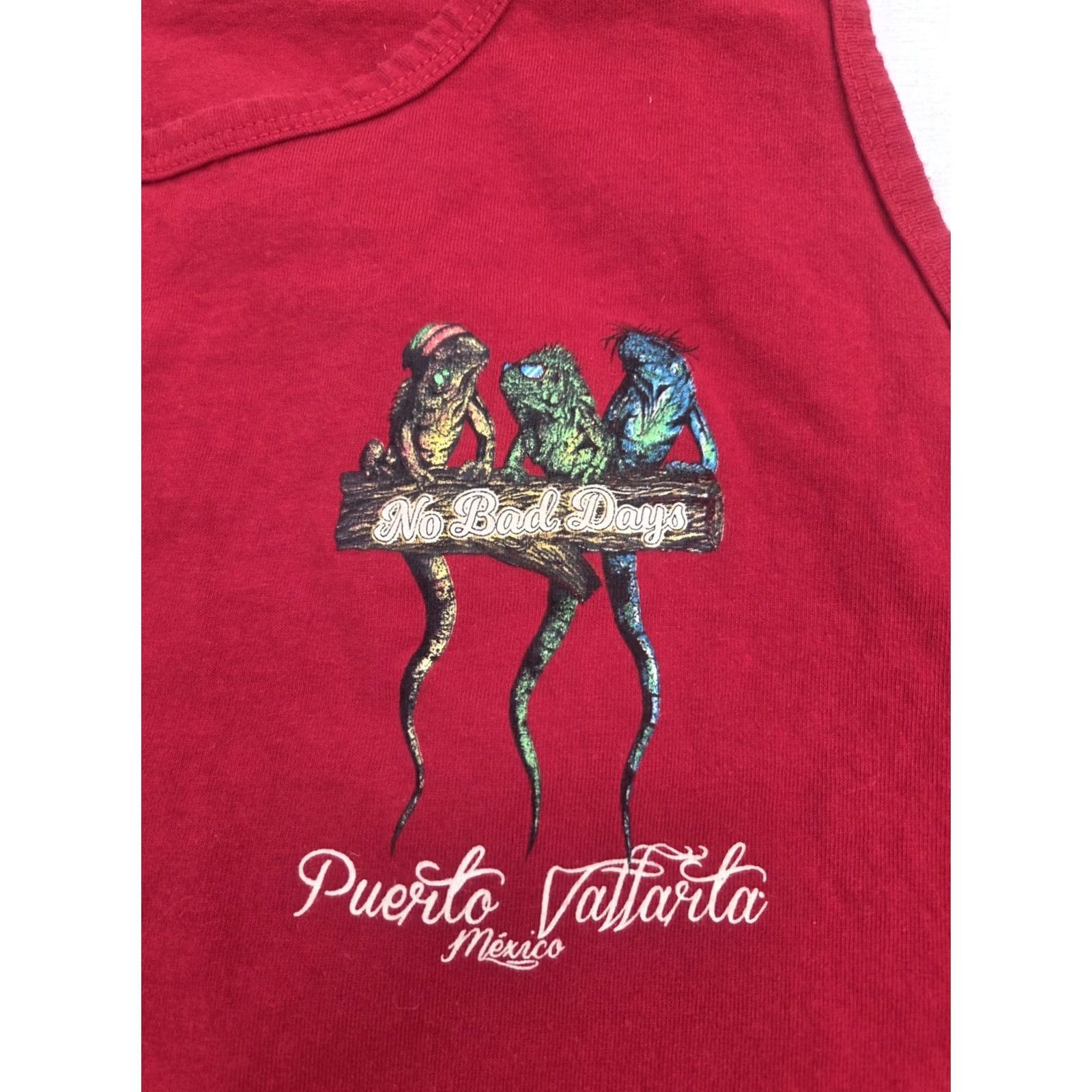 Vintage VINTAGE Puerto Vallarta Tank Top Mens XL Red Tropical No Bad Days Iguanas T Shirt Tee Size US XL / EU 56 / 4 - 3 Thumbnail