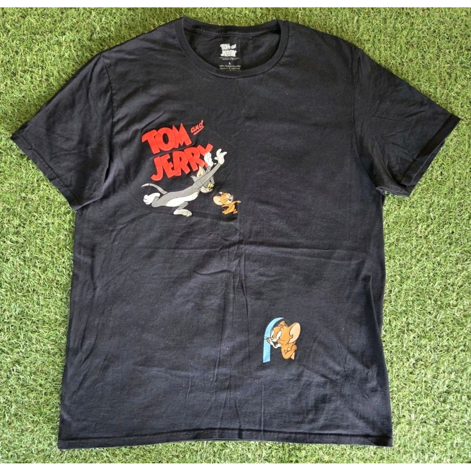 Doublet Tom and Jerry Black T-Shirt L Regular Crew Neck Short Sleeve Double Sided Graphics Cotton Mens Size US L / EU 52-54 / 3 - 2 Thumbnail