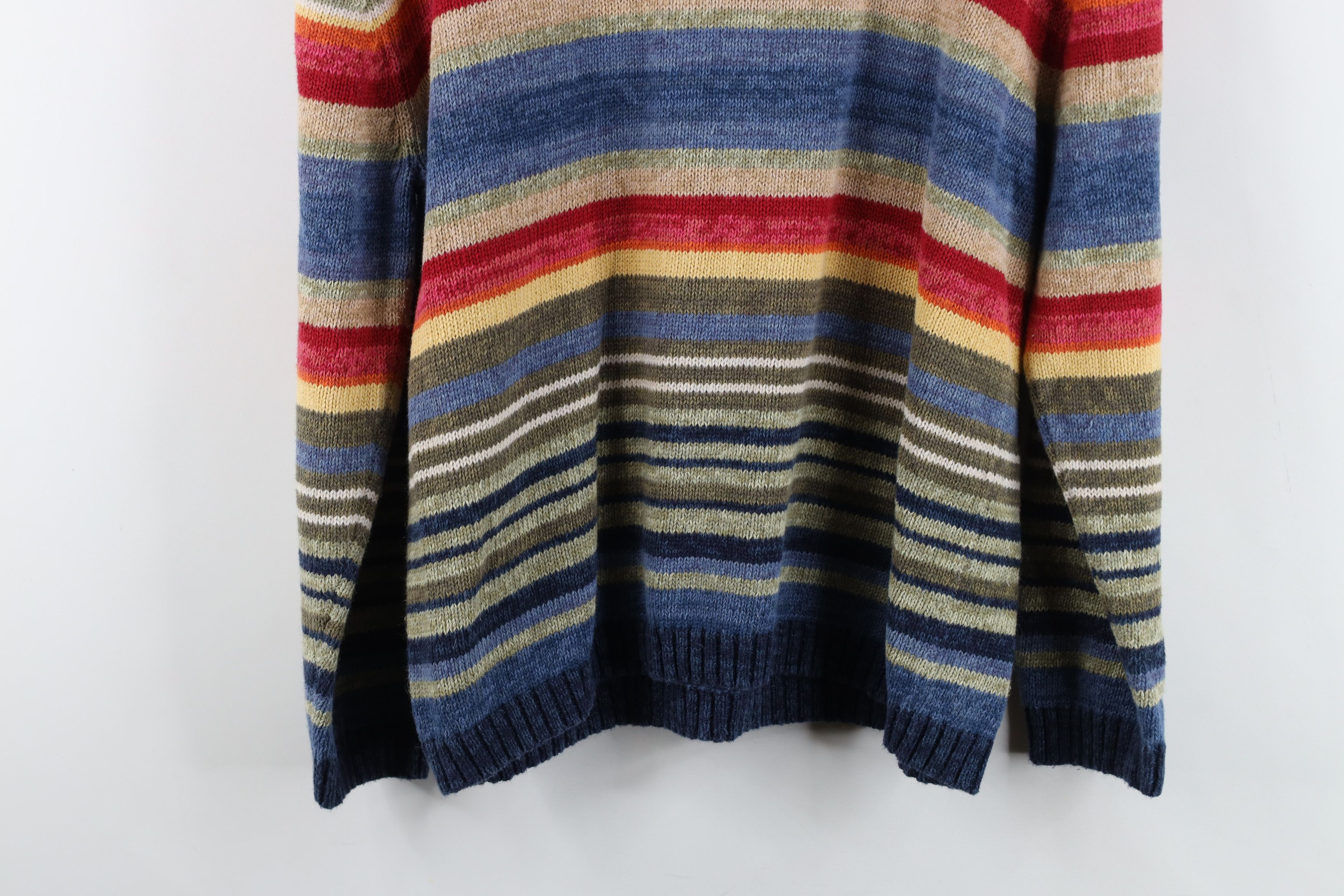 Vintage Vintage Y2K Streetwear Striped Knit Turtleneck Sweater Size L / US 10 / IT 46 - 9 Thumbnail