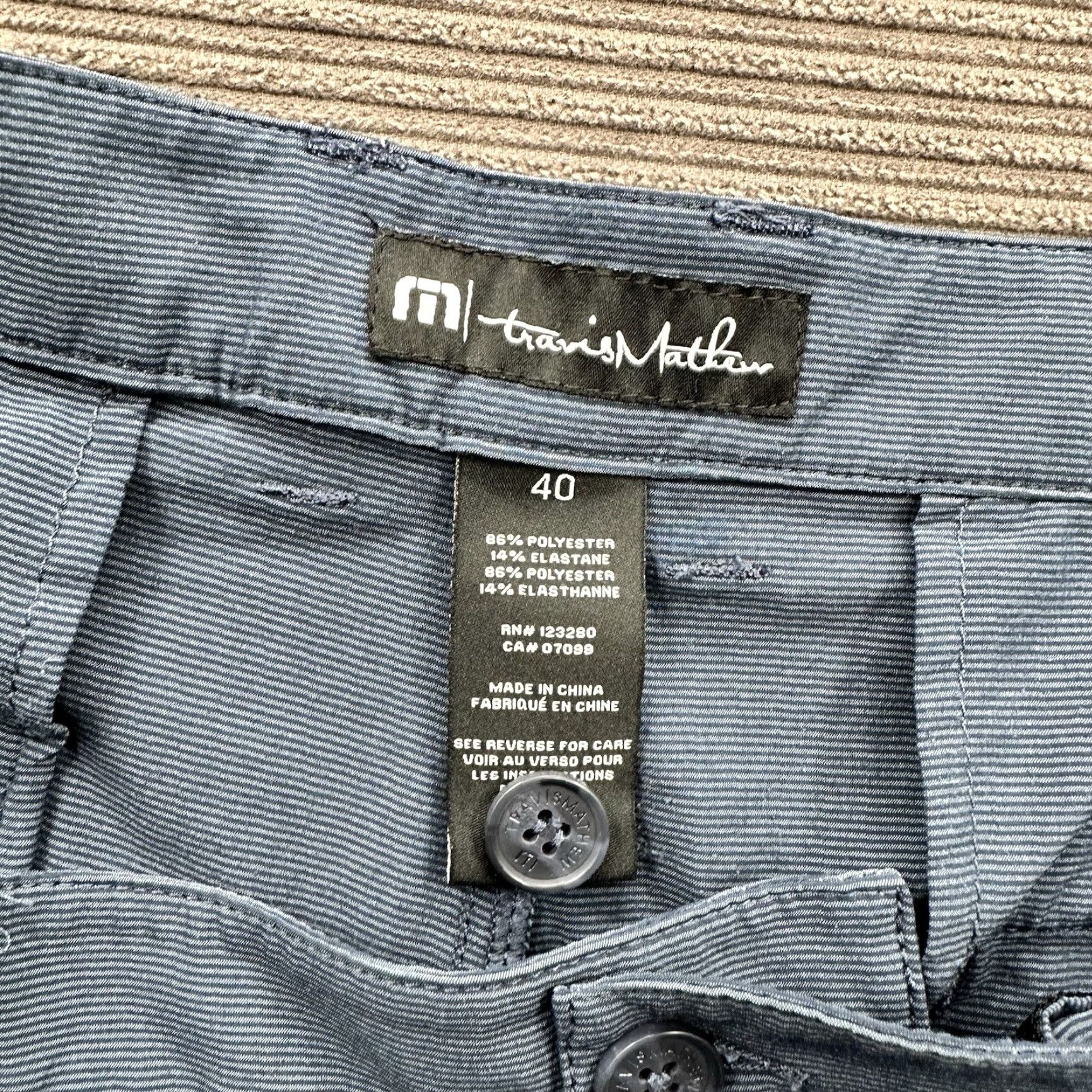 TravisMathew Travis Mathew Shorts Men 40 Blue Polyester Flat Front Performance Golf Stretch Chino Athletic 5-Pocket Inseam 9 in Regular Size 40 Mens Size US 40 / EU 56 - 3 Thumbnail