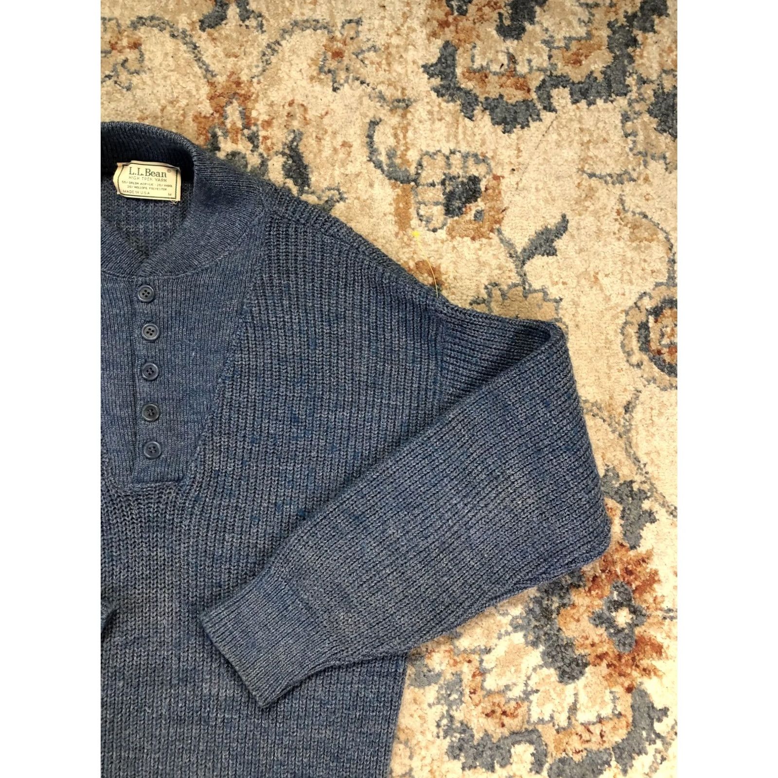 Vintage VINTAGE L.L. Bean Sweater Mens Medium Blue Mock Neck Henley Knit Pullover USA Shirt Mens Medium Blue Hemley Knit Sweater Size US M / EU 48-50 / 2 - 4 Thumbnail