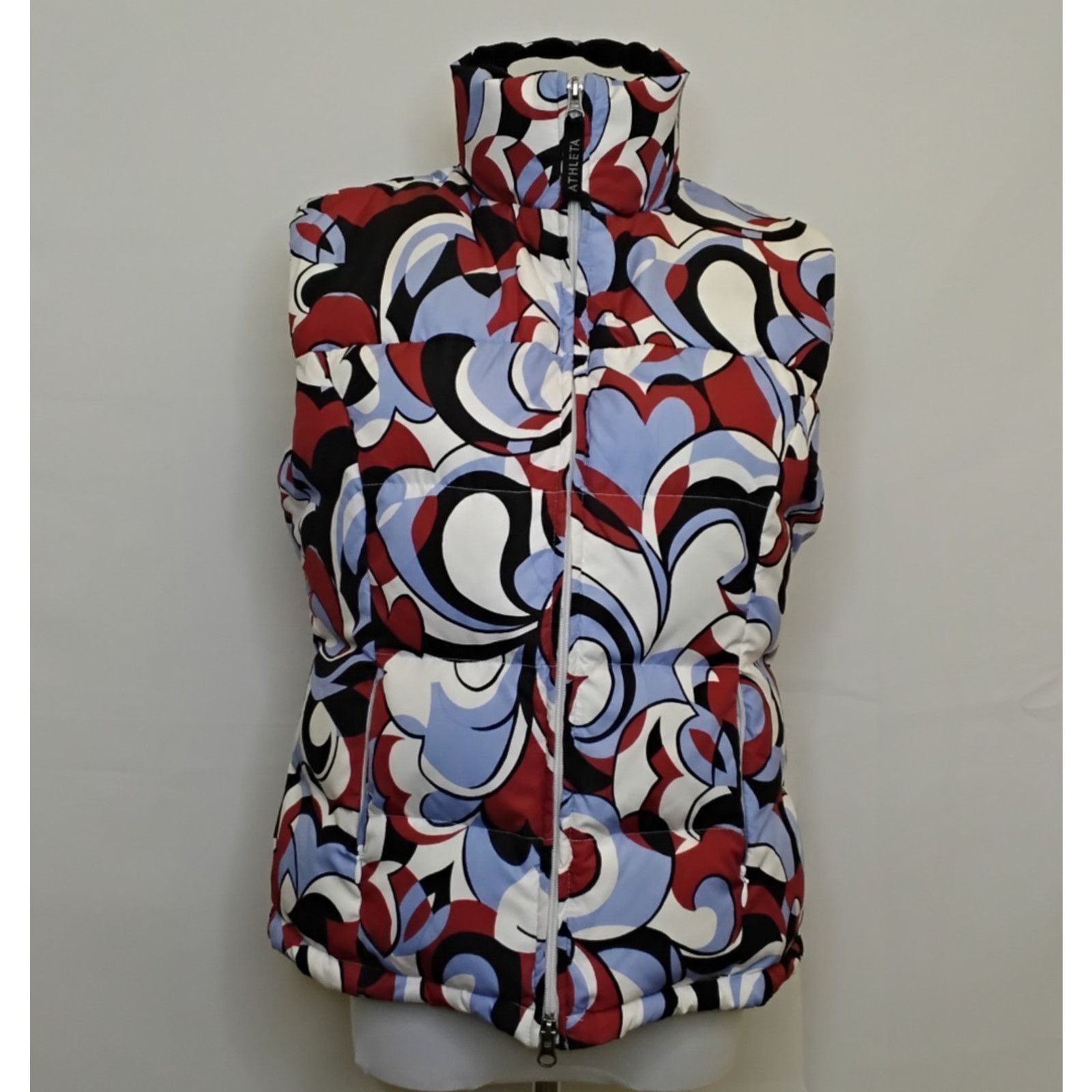 Athleta Athleta Down Puffy Vest Women S Multicolor Swirly Geometric Size S / US 4 / IT 40 - 2 Thumbnail