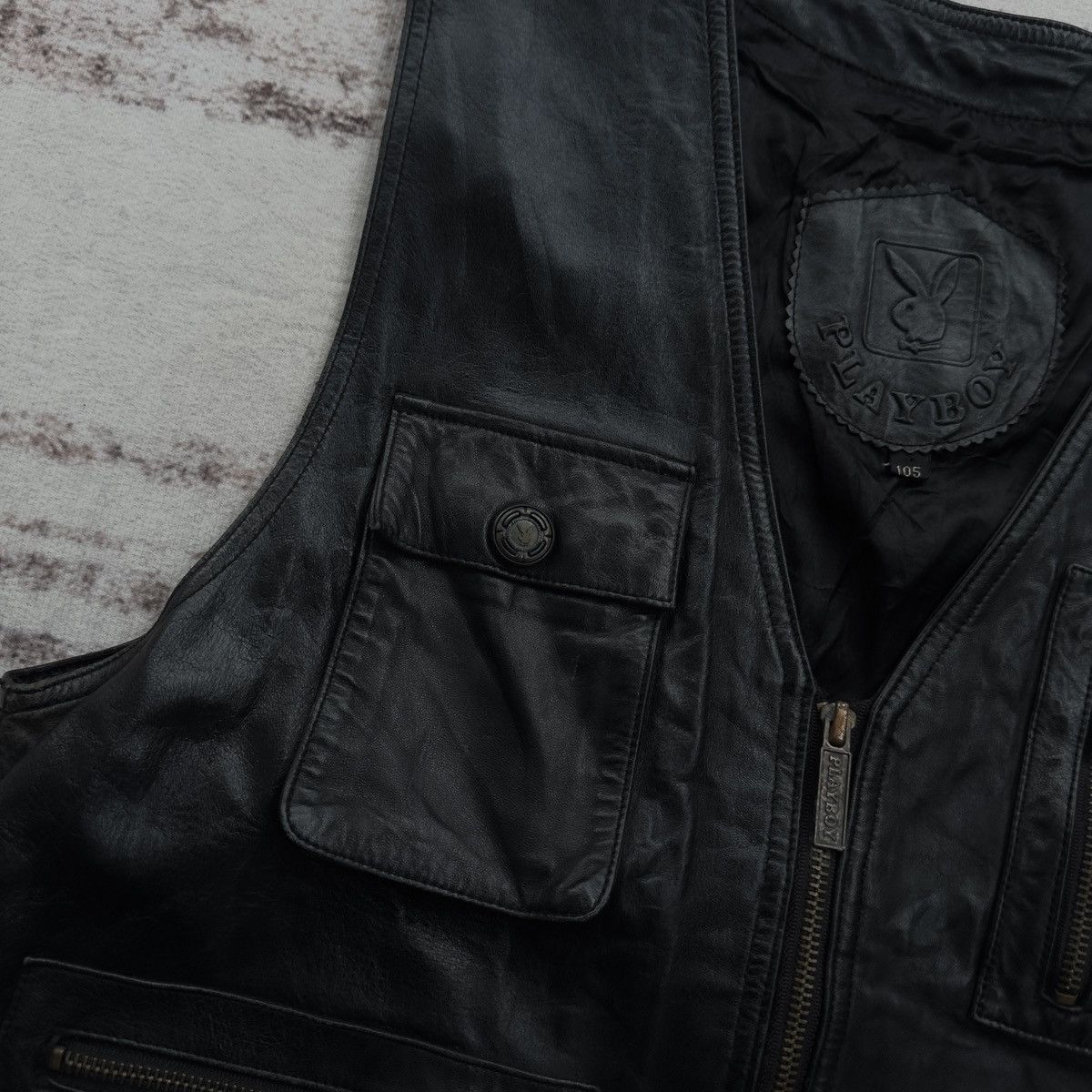 Playboy VINTAGE PLAYBOY TACTICAL LEATHER VEST JACKET BIKERS RARE 90s Size 40R - 4 Thumbnail