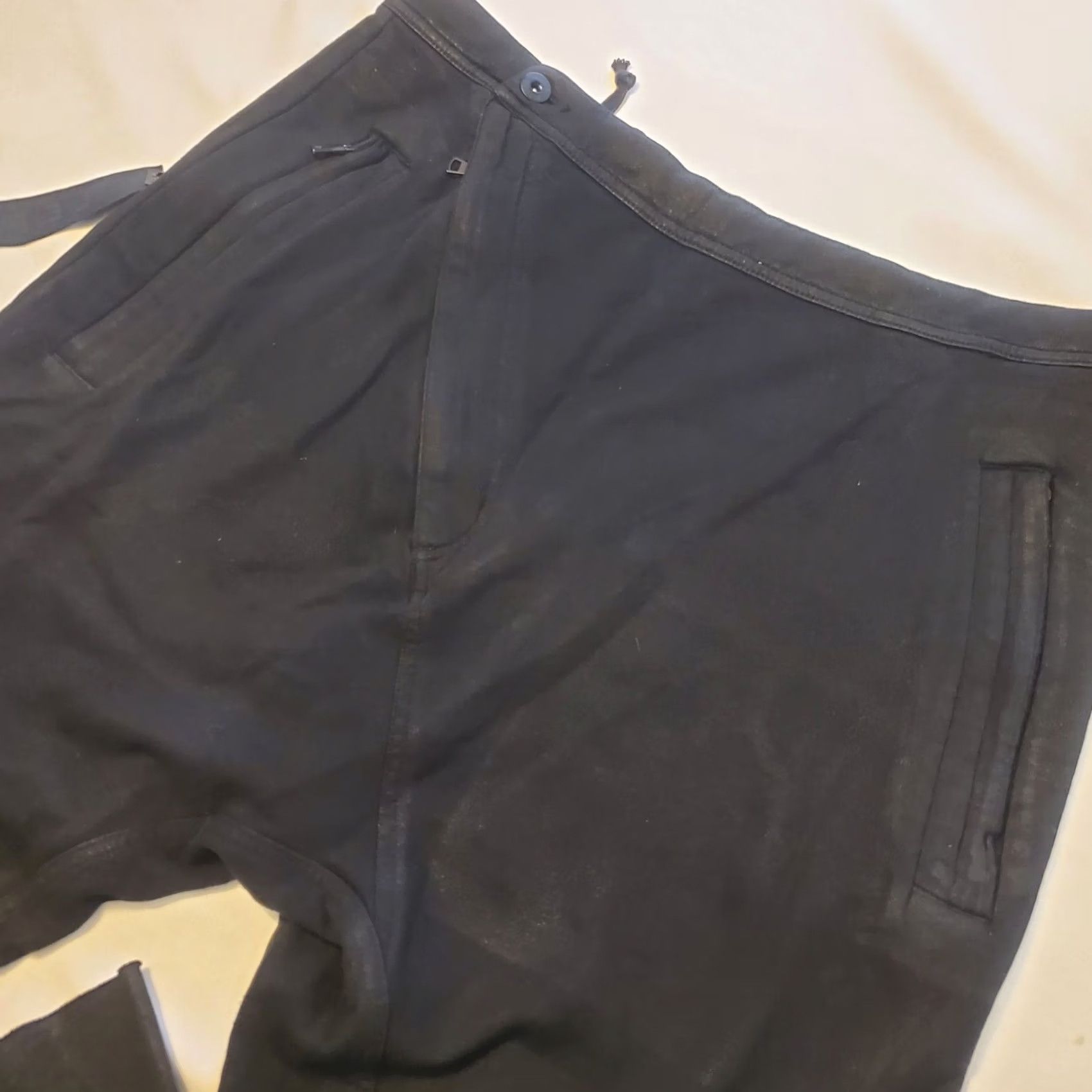 Hudson Hudson Asylum Mens L/XL Pants Punk Grunge Bias Front Patches NWT Black Cotton Blend Sl ash Pocket Ankle 30in 4 Season Size US 33 - 3 Thumbnail