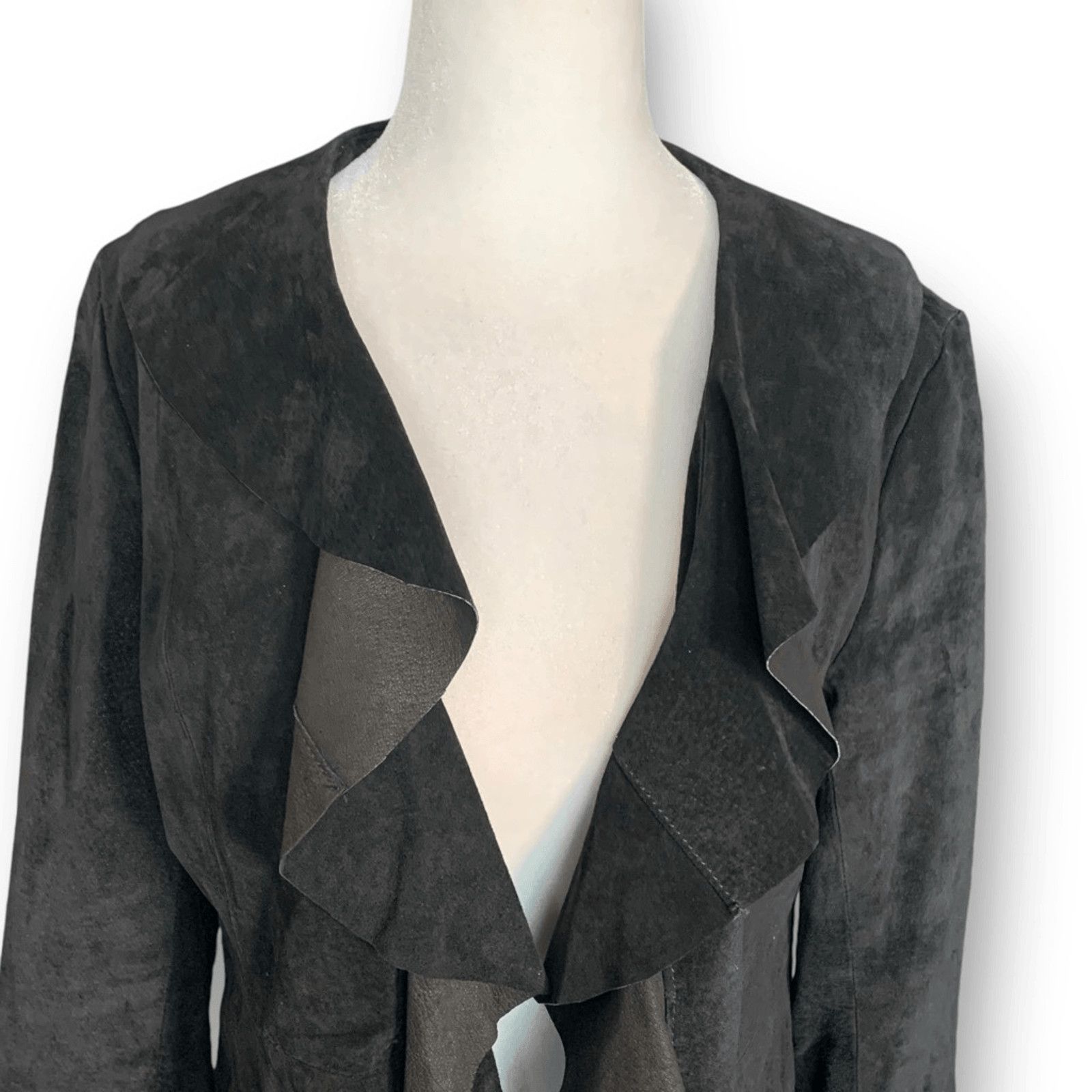 Scully Vintage Scully Black Suede Leather Ruffle Coat Jacket Small Size S / US 4 / IT 40 - 9 Thumbnail