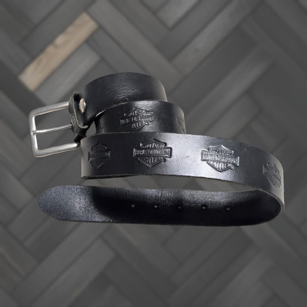 VINTAGE Harley-Davidson Belt Western Buckle Leather 40 Black Tooled USA Made Mens Belt 1-1/2