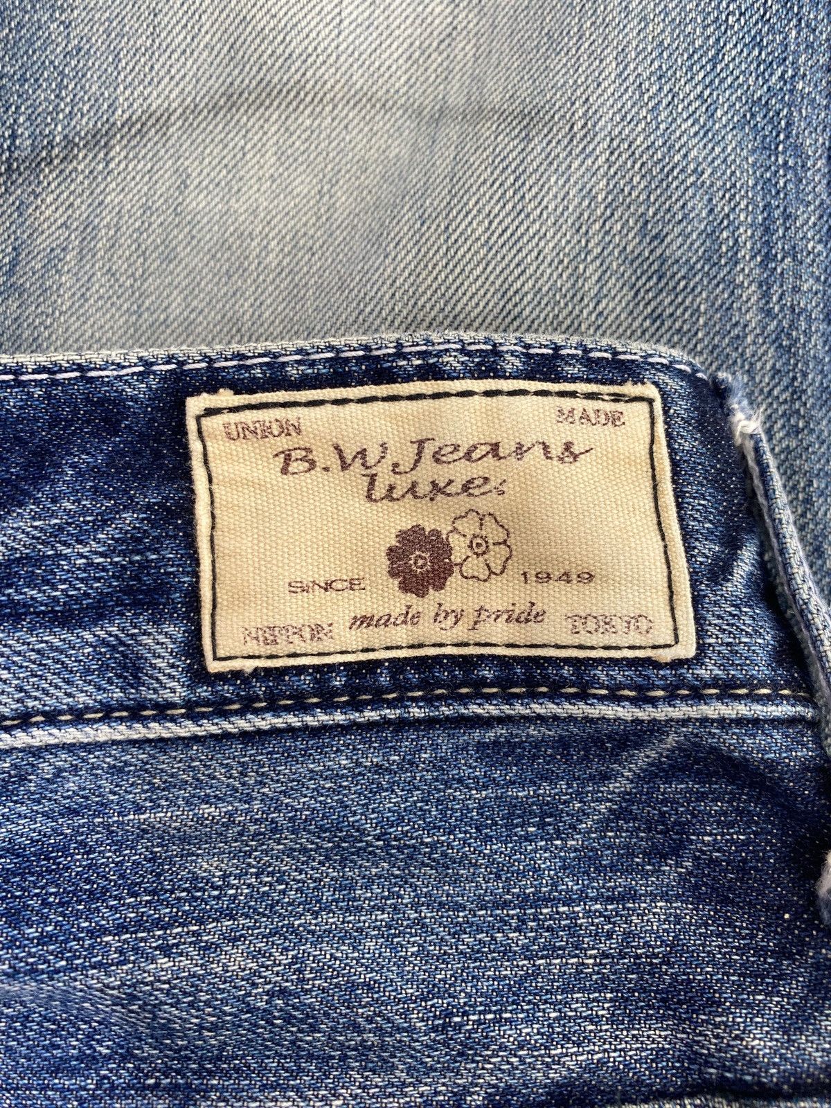 Japanese Brand Blueway Luxe Thunder Wash Ripped Style Flare Jeans Size US 32 / EU 48 - 10 Thumbnail