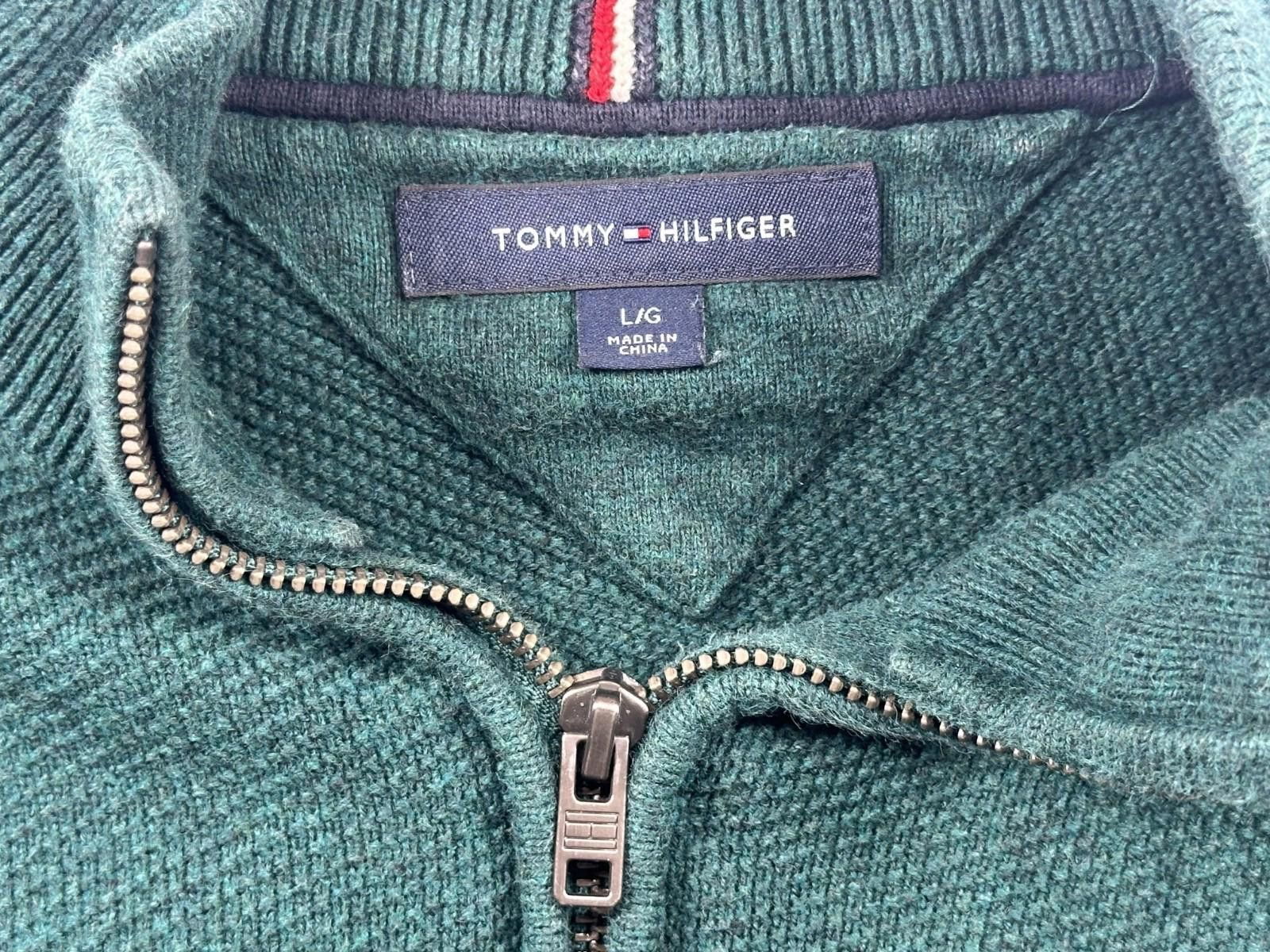 Tommy Hilfiger Tommy Hilfiger Men's Large Green 1/4 Zip Heavy Pullover Size US L / EU 52-54 / 3 - 8 Thumbnail