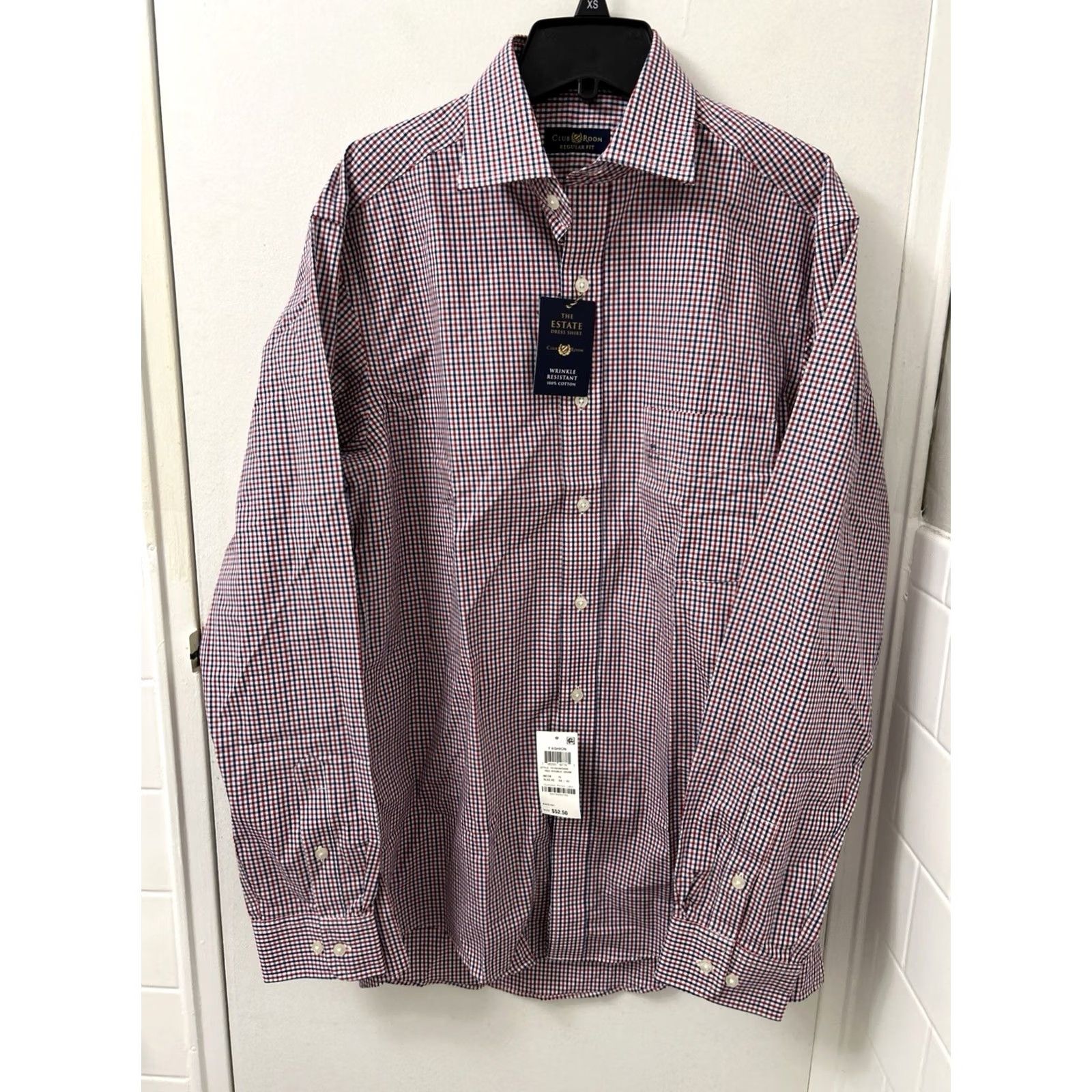 Club Room Club Room Shirt Mens 15 Red Plaid Dress Shirt L/S Wrinkle Resistant 100% Cotton Estate Button Up Gingham Collar Point Barrel Cuff Mens الشباب Size US M / EU 48-50 / 2 - 2 Thumbnail