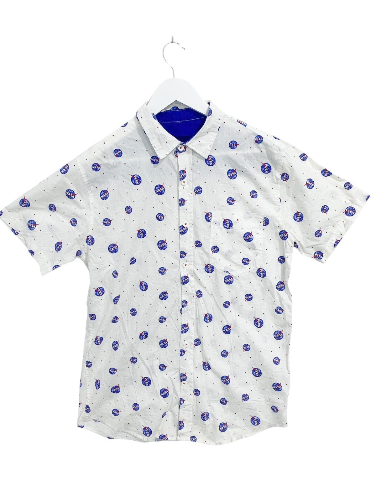 Japanese Brand BuzzAldrin Nasa Logo Over Print Button Up Shirt Size US M / EU 48-50 / 2 - 1 Thumbnail
