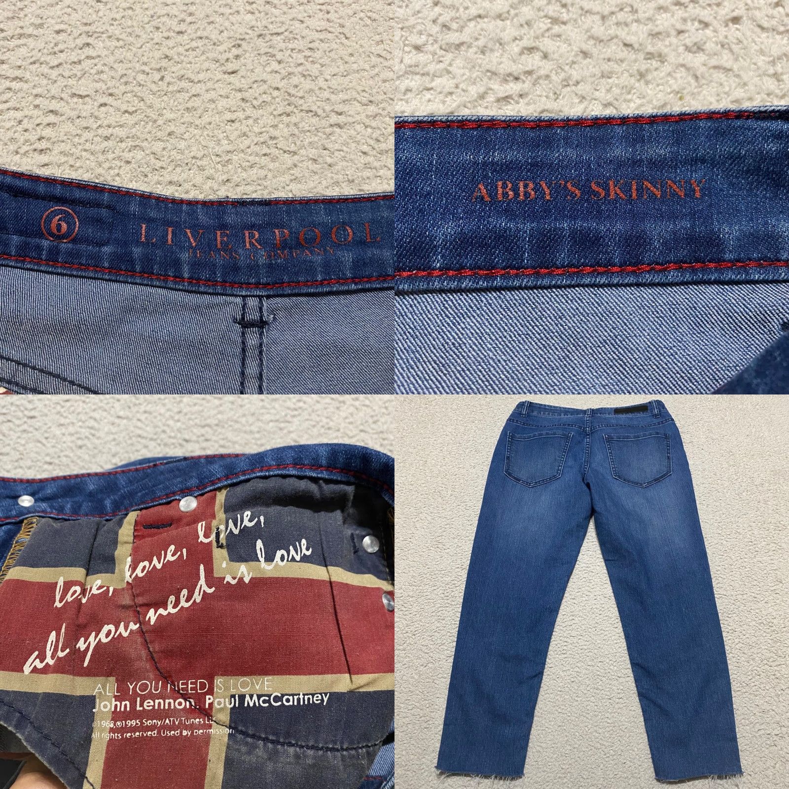 Denime Liverpool Womens Jeans Abby Skinny Blue Denim Dark Wash Ankle Raw Hem Mid Rise 6 Size 28" / US 6 / IT 42 - 8 Thumbnail
