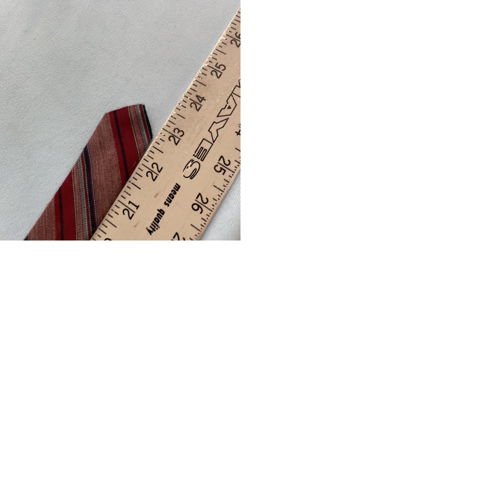 Vintage VINTAGE Stacy Stavy Cravats Wool Repp Tie 2" Slim Stripe Red Texture Poly Blend MCM Mod 2x54 Capsule Slim Necktie Mens Size ONE SIZE - 11 Thumbnail