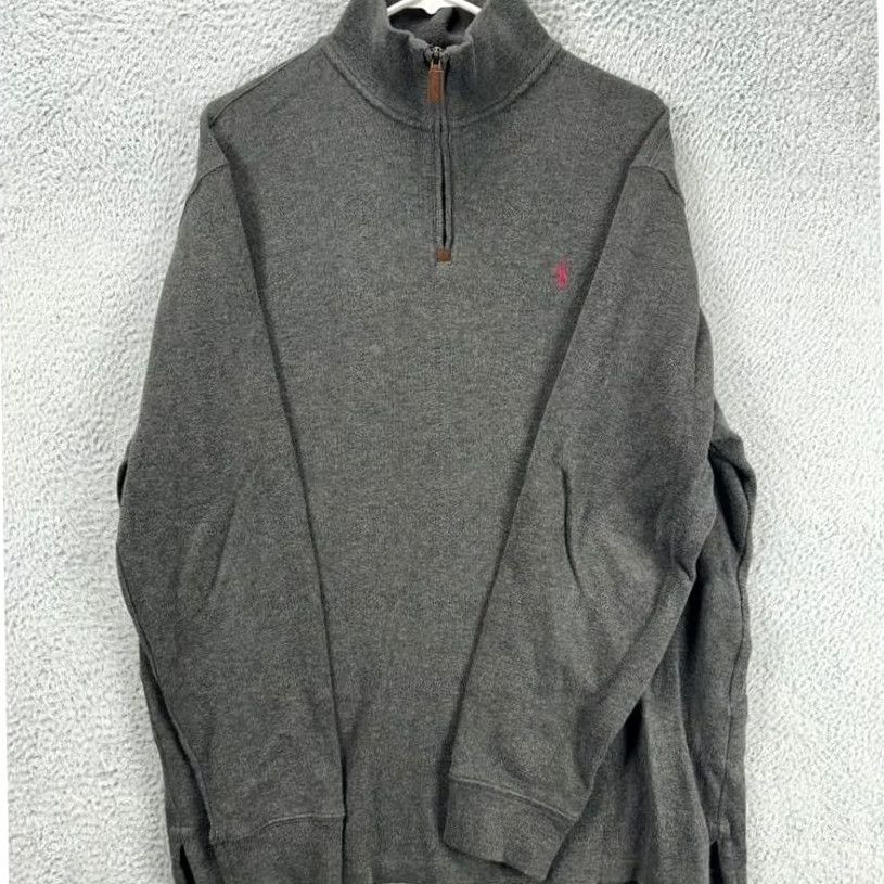 Polo Ralph Lauren Polo Ralph Lauren Pullover Sweater Adult XL Dark Grey Pony Thick Quarter Zip Men Size US XL / EU 56 / 4 - 3 Thumbnail