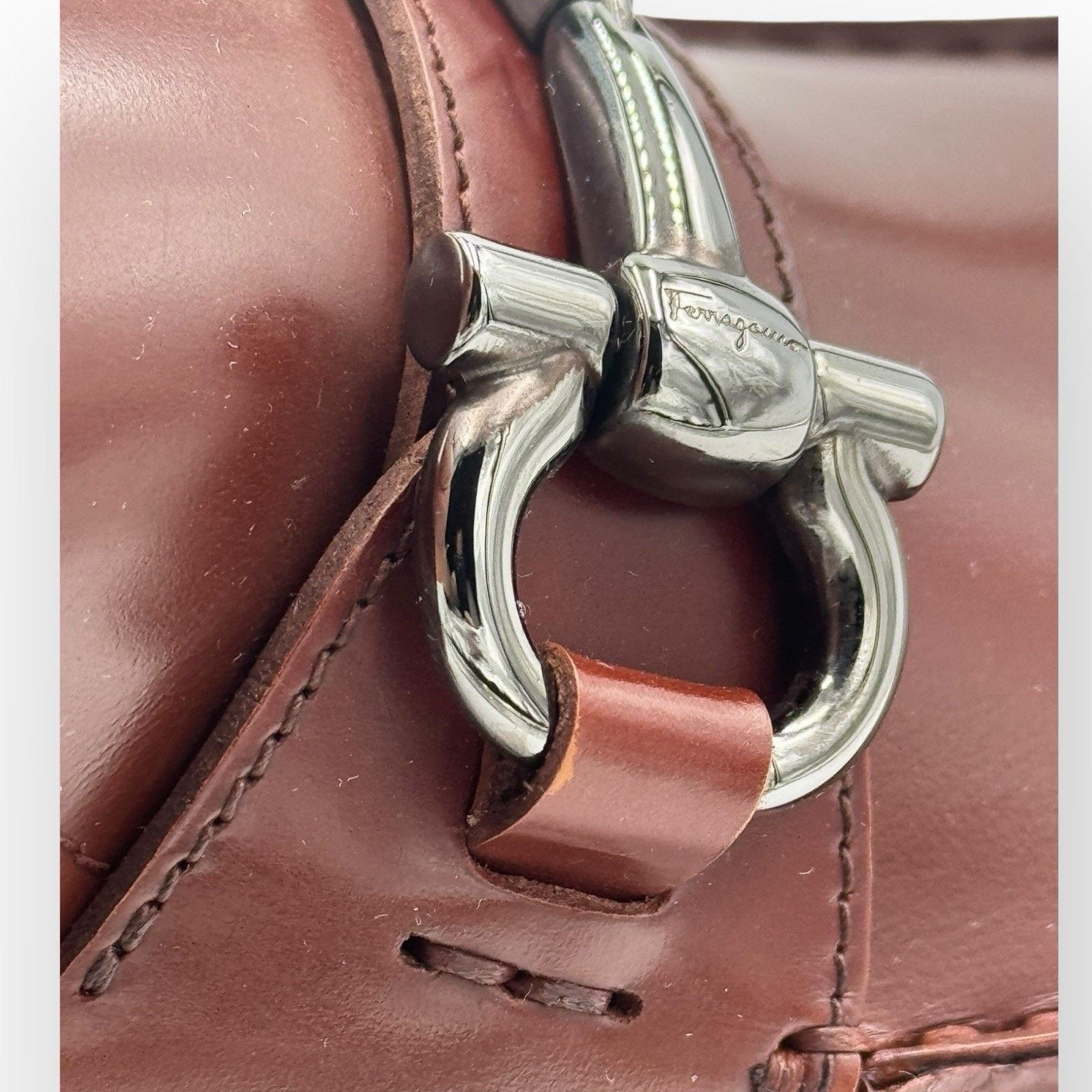 Salvatore Ferragamo Leather Driver Loafers with Gancini In Brown 10.5 UK EE Size US 11.5 / EU 44-45 - 2 Thumbnail