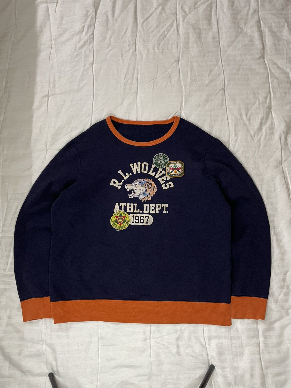 Polo Ralph Lauren Vintage Rare Polo Ralph Lauren Wolves Navi Sweatshirt Size US XL / EU 56 / 4 - 1 Thumbnail