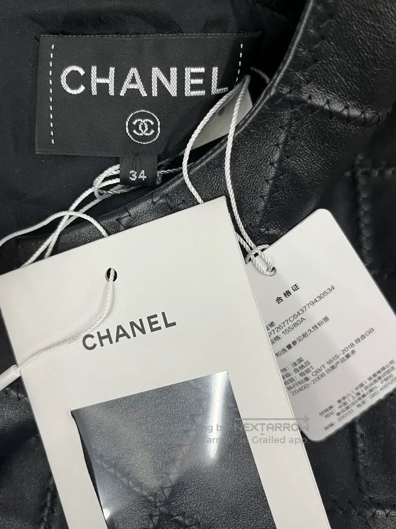 Chanel Chanel 23S black diamond checkered four-pocket leather ski Size XXS / US 00 / IT 34 - 4 Thumbnail