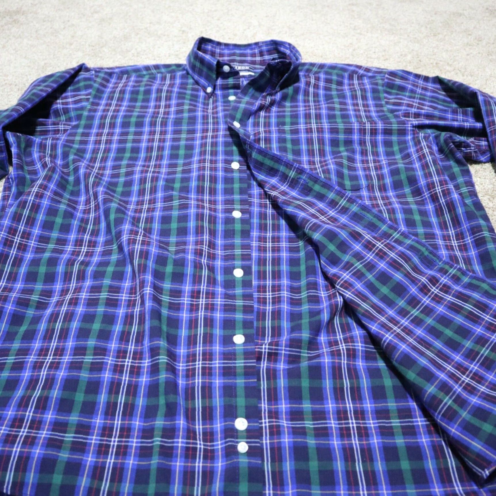 Izod IZOD Shirt Blue Plaid Long Sleeve Button-Up Adult Regular Sized 17.5 32/32 Multicolor Plaid 90s Colorful Mens Size US XL / EU 56 / 4 - 2 Thumbnail