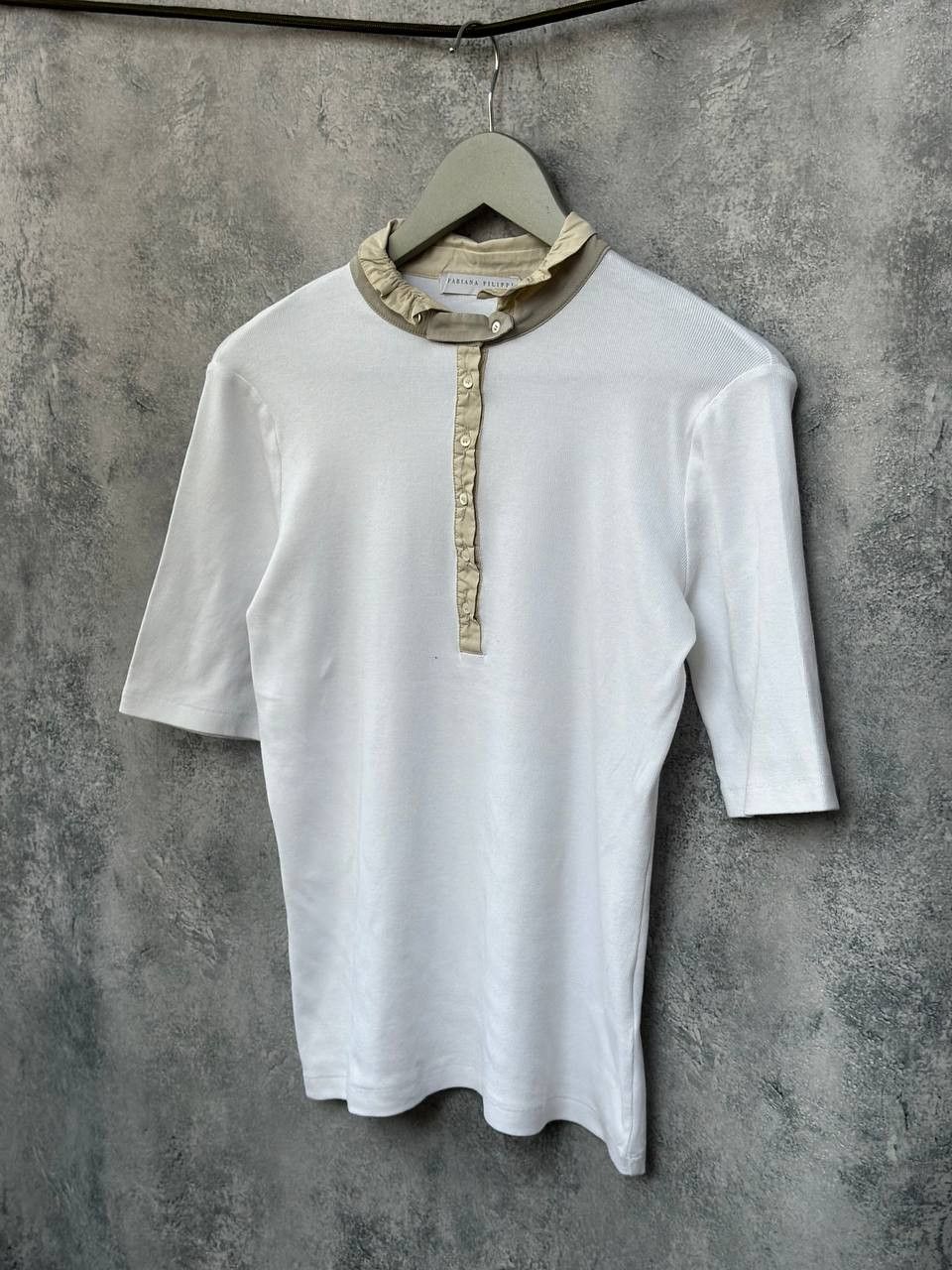 Fabiana Filippi Fabiana Filippi Silk Blend Ribbed T-Shirt Elegant Casual Size L / US 10 / IT 46 - 1 Thumbnail