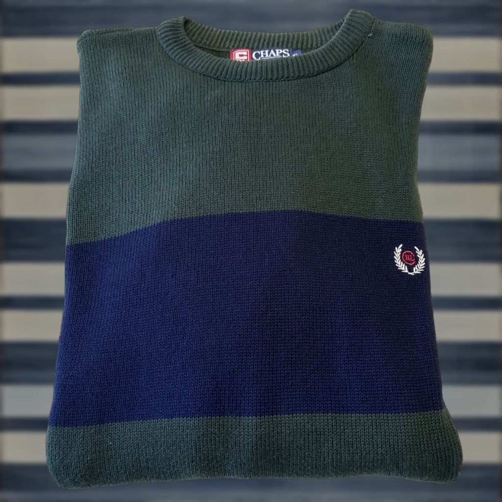 Chaps VINTAGE Chaps Green Knit Jumper Sweater XL Pullover