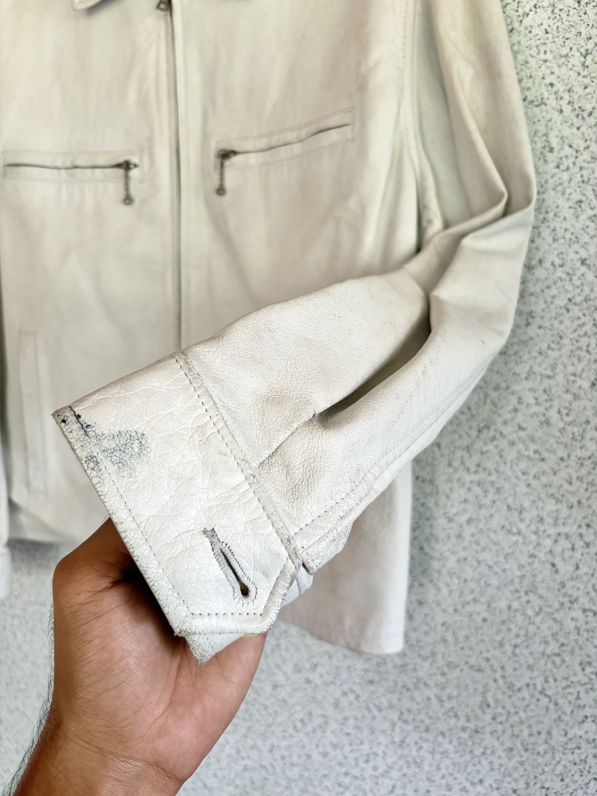 Calvin Klein Calvin Klein Cream Leather Jacket Rare Minimalist Boxy Fit Size US S / EU 44-46 / 1 - 7 Thumbnail