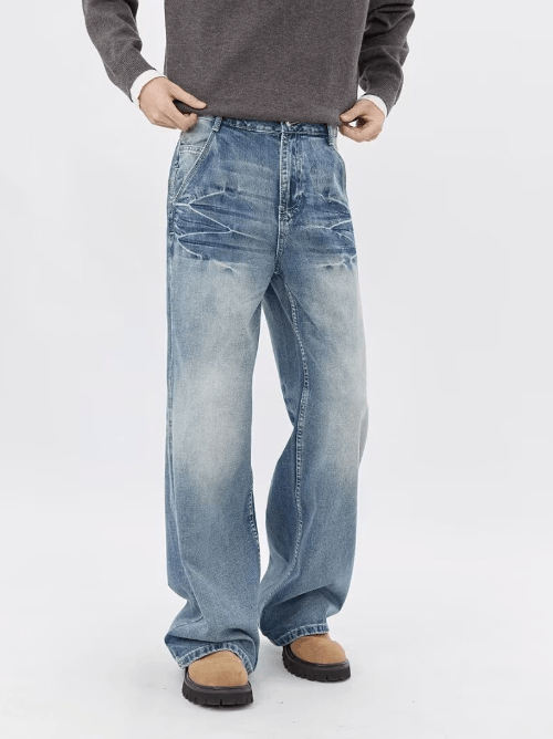 Japanese Brand × Jean American retro washed lightning pattern trendy jeans Size US 32 / EU 48 - 2 Thumbnail