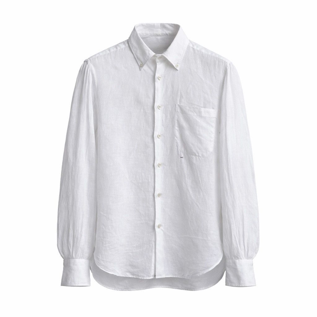 Kiton Kiton 100% Linen One Pocket Button Shirt White Mens Size US M / EU 48-50 / 2 - 1 Thumbnail