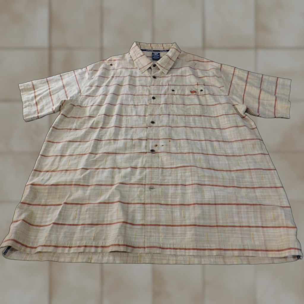 Pelle Pelle Pelle Pelle Shirt 3XL Beige Striped Button-Up Collar Down Mens Retro Vintage Short Sleeve Size US XXL / EU 58 / 5 - 1 Thumbnail