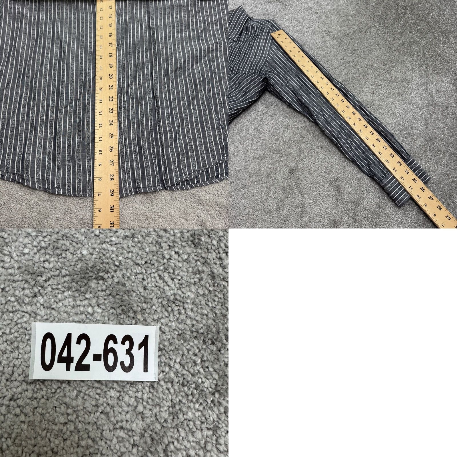 Hugo Boss HUGO BOSS Mens XL Gray Striped Long Sleeve Cotton Button Down Shirt Casual Work Size US XL / EU 56 / 4 - 9 Thumbnail