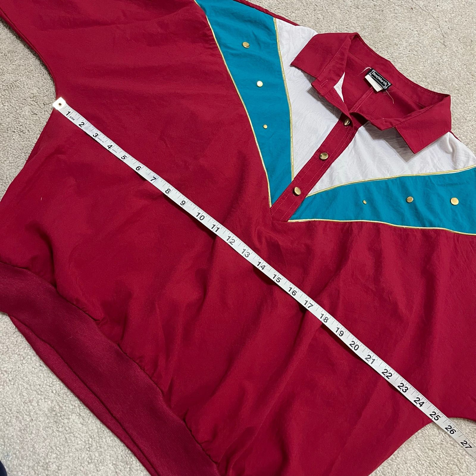 Other Vintage Bonworth Red/Turquoise/White Nylon 3/4 Sleeve Polo Size US XL / EU 56 / 4 - 6 Thumbnail