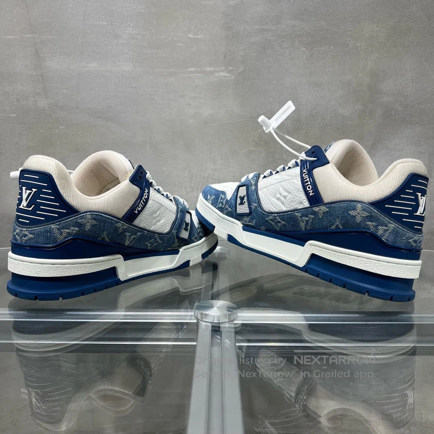 Louis Vuitton Louis Vuitton Trainer White Blue Jeans shoes Size US 7 / EU 40 - 5 Thumbnail