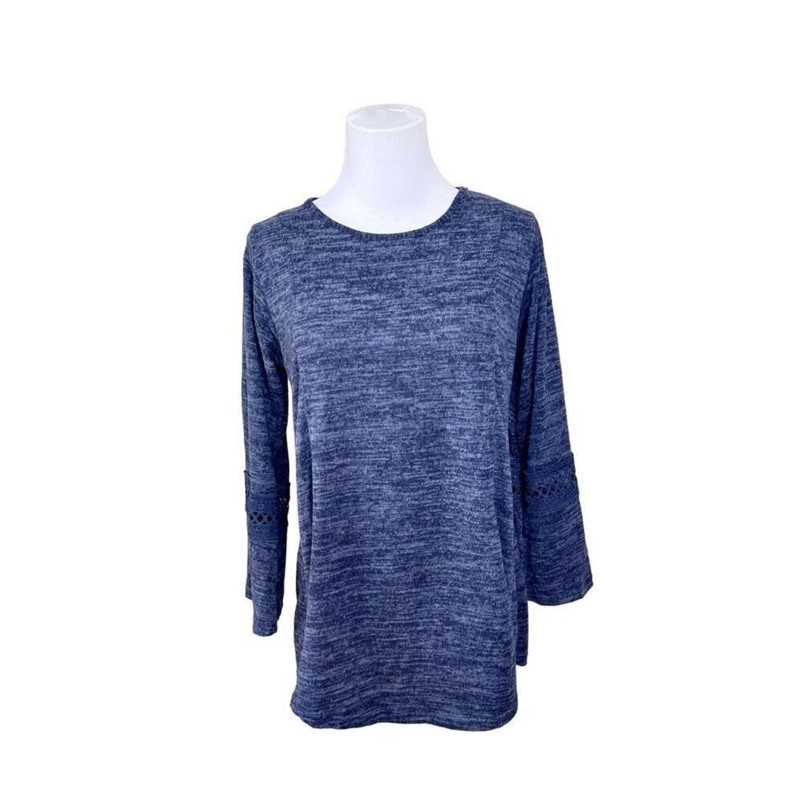 Other Lildy Lace Sleeve Keyhole Neckline Blue Sweater Small/Medium Size S / US 4 / IT 40 - 1 Thumbnail