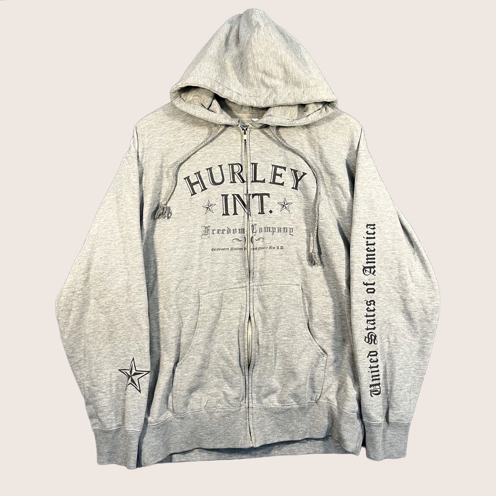 Hurley VINTAGE Hurley Hoodie Grunge Skate Surf Zip Full Zip Gray L Men Size US L / EU 52-54 / 3 - 1 Thumbnail