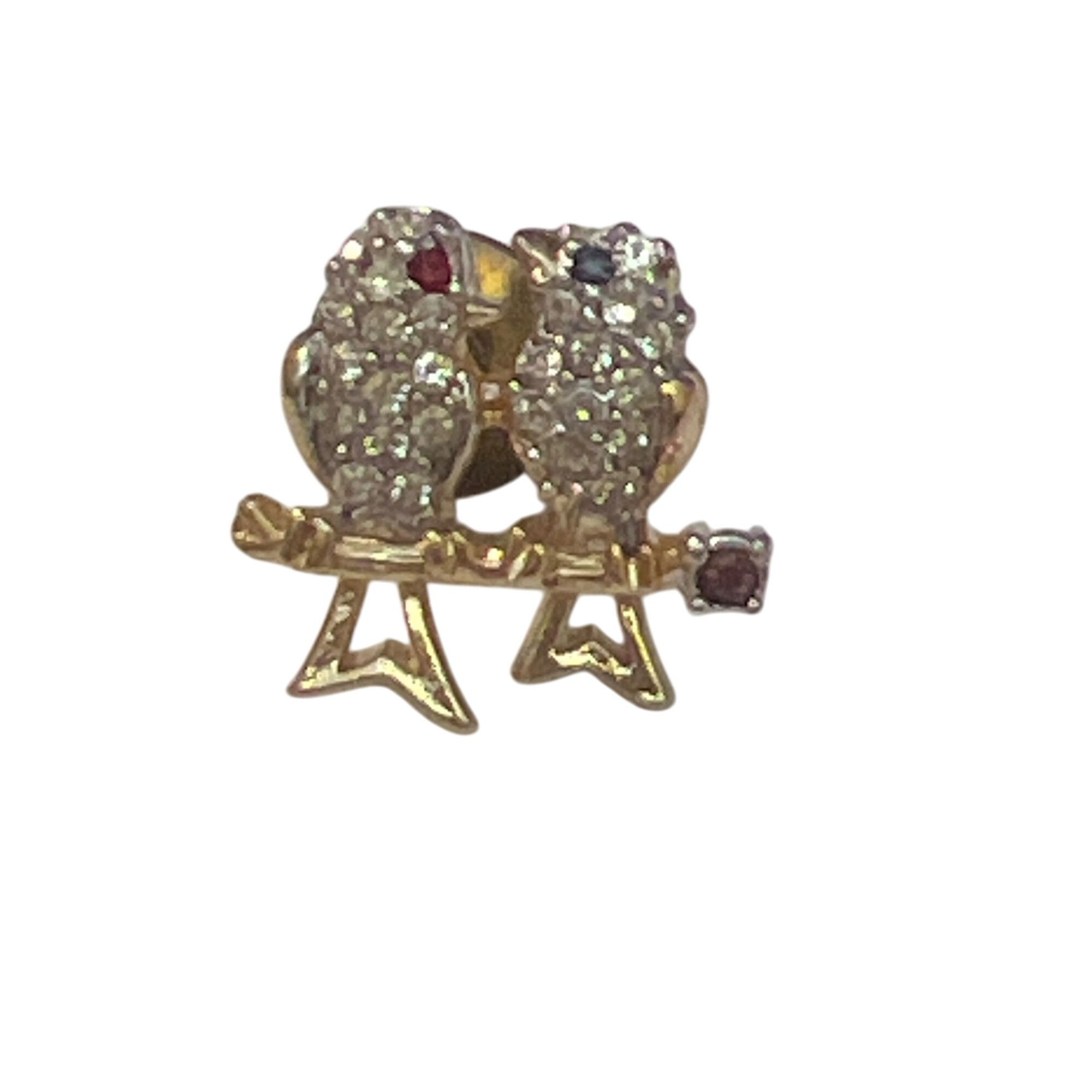 Other Vintage Gold Tone Bird Lovebirds Brooch Pin Rhinestones Crys Size ONE SIZE - 1 Thumbnail