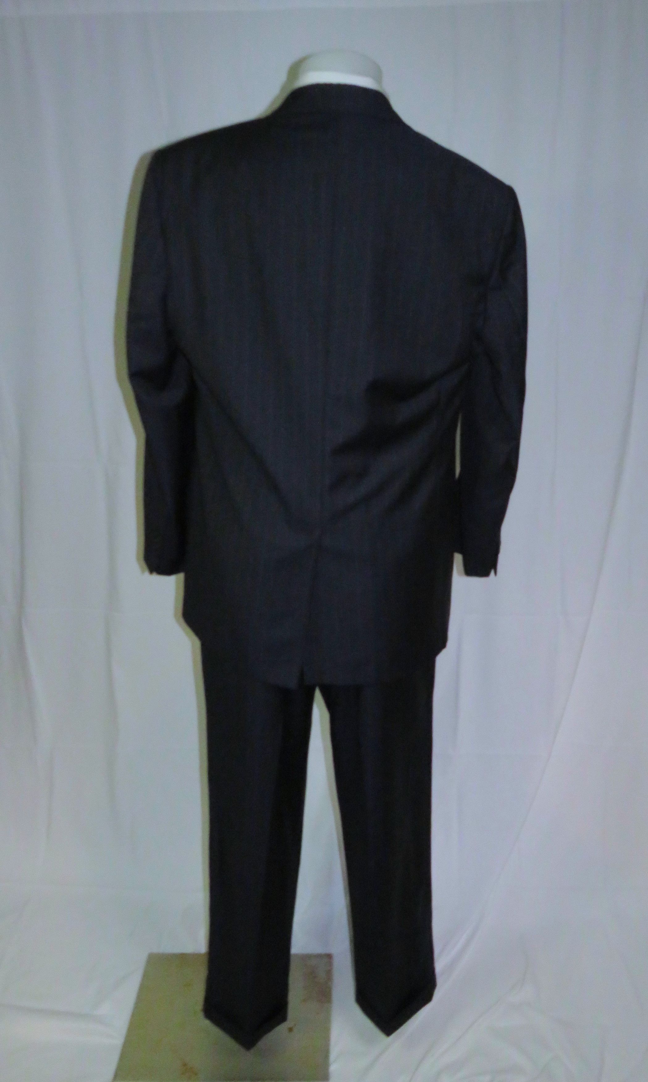 Golden Fleece Loro Piana Navy Striped Two Button Suit 45L