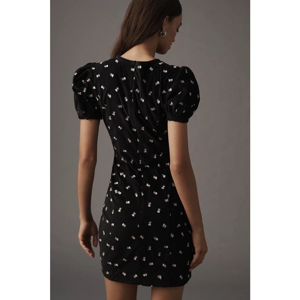 Anthropologie NWT Maeve Puff-Sleeve Keyhole Embroidered Mini Dress $178 Size M / US 6-8 / IT 42-44 - 4 Thumbnail