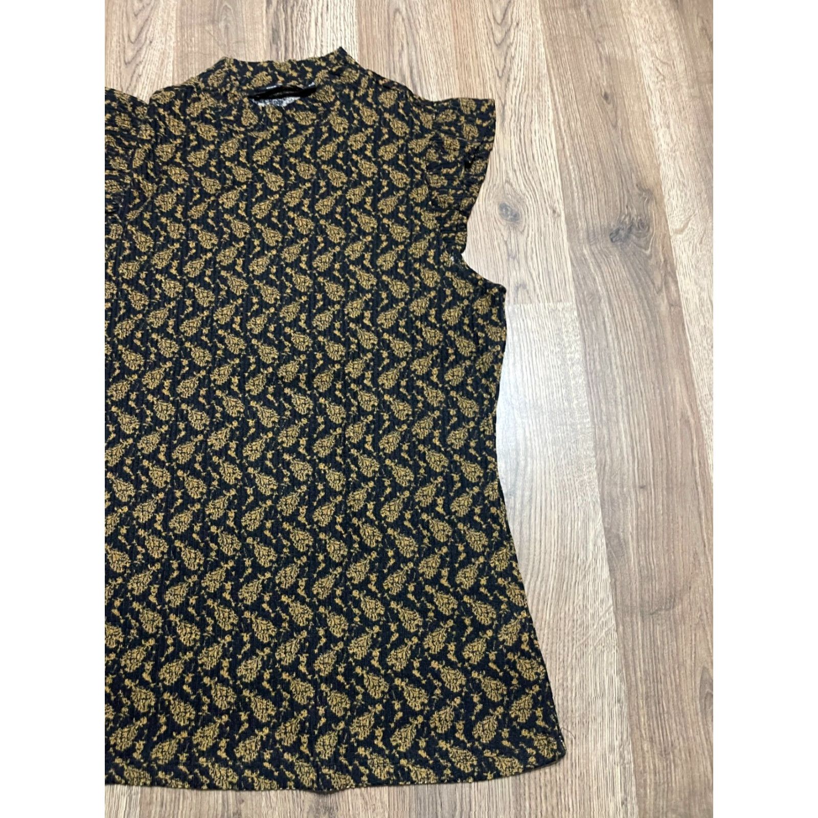 Vintage Doe & Rae Shirt Womens Large Black Gold Sleeveless Allover Print Tank Vintage? No Size L / US 10 / IT 46 - 4 Thumbnail