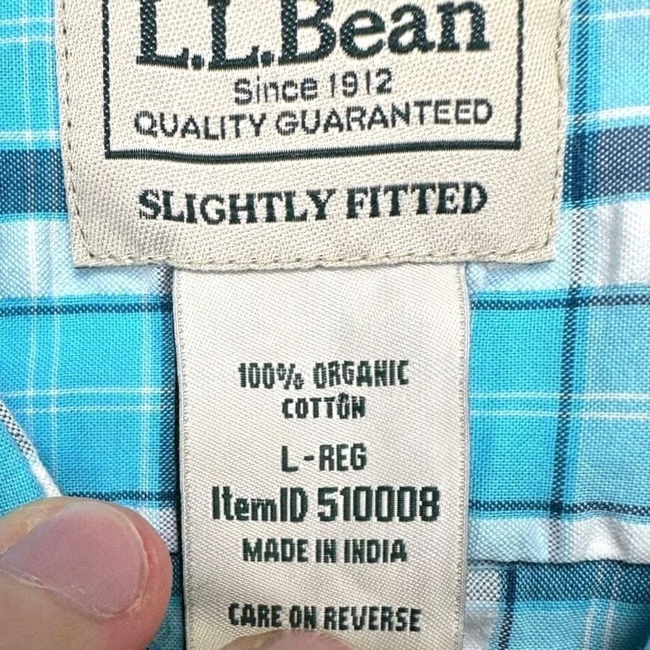 Vintage L.L. Bean Men Shirt Plaid Button-Down Short Sleeve 100% Organic Cotton Regular Blue Mens, Casual, Summer, Spring Size US L / EU 52-54 / 3 - 5 Thumbnail