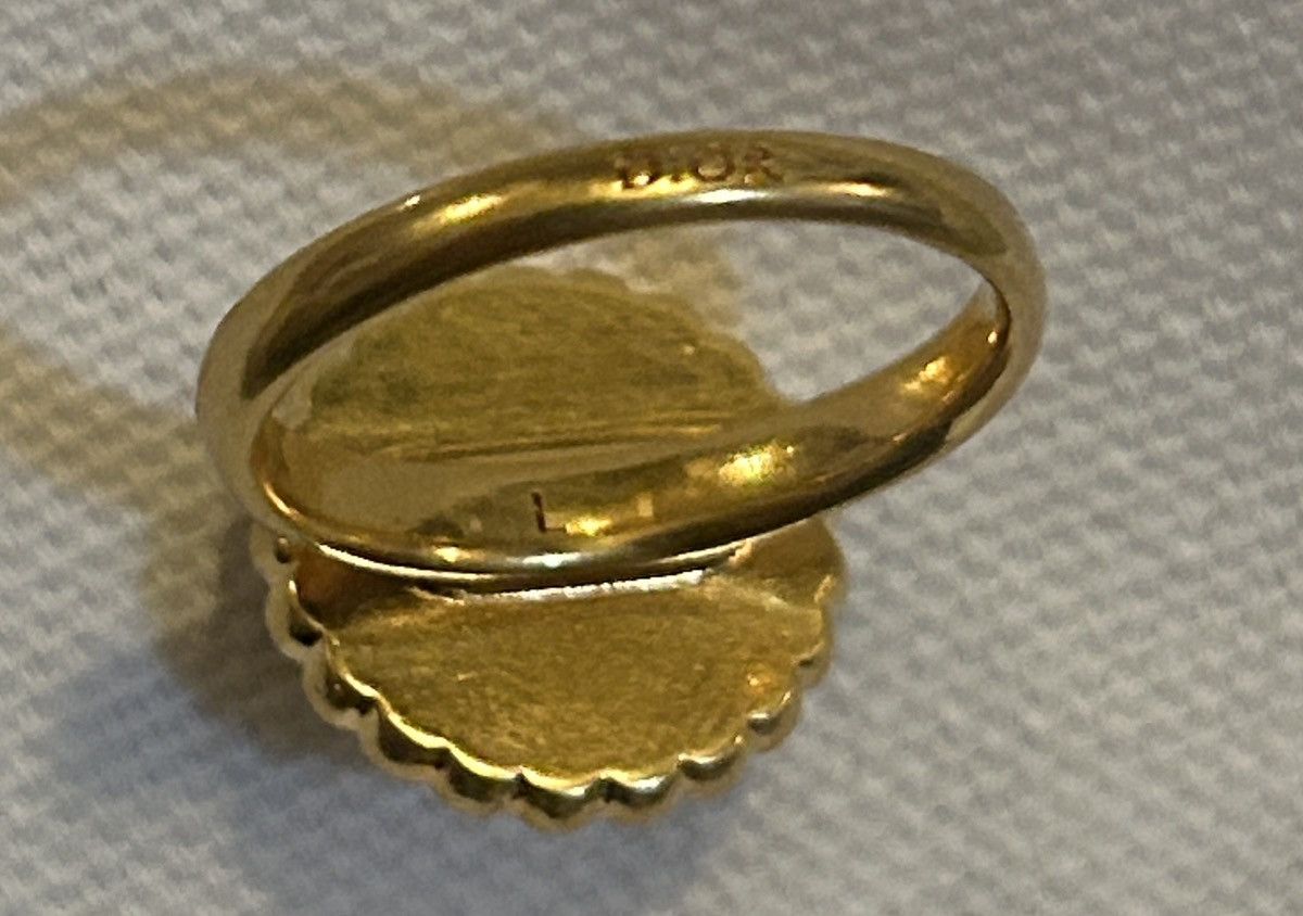 Dior Dior PETIT CD BAROQUE RING Gold-Finish Metal White Resin Size ONE SIZE - 9 Thumbnail