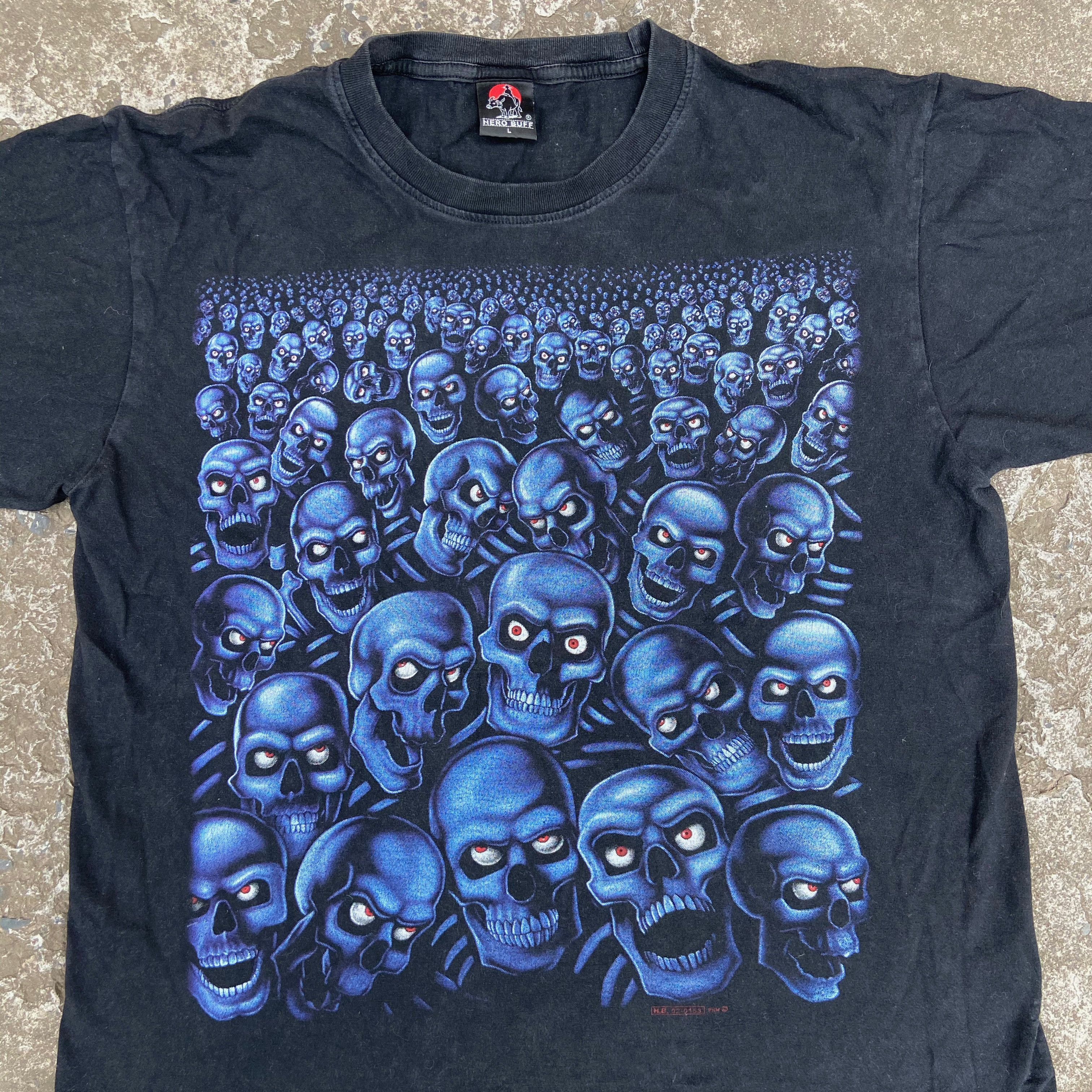 Vintage 1990s VINTAGE OVERPRINTED SKULL 3D TEE - № 585 Size US L / EU 52-54 / 3 - 3 Thumbnail
