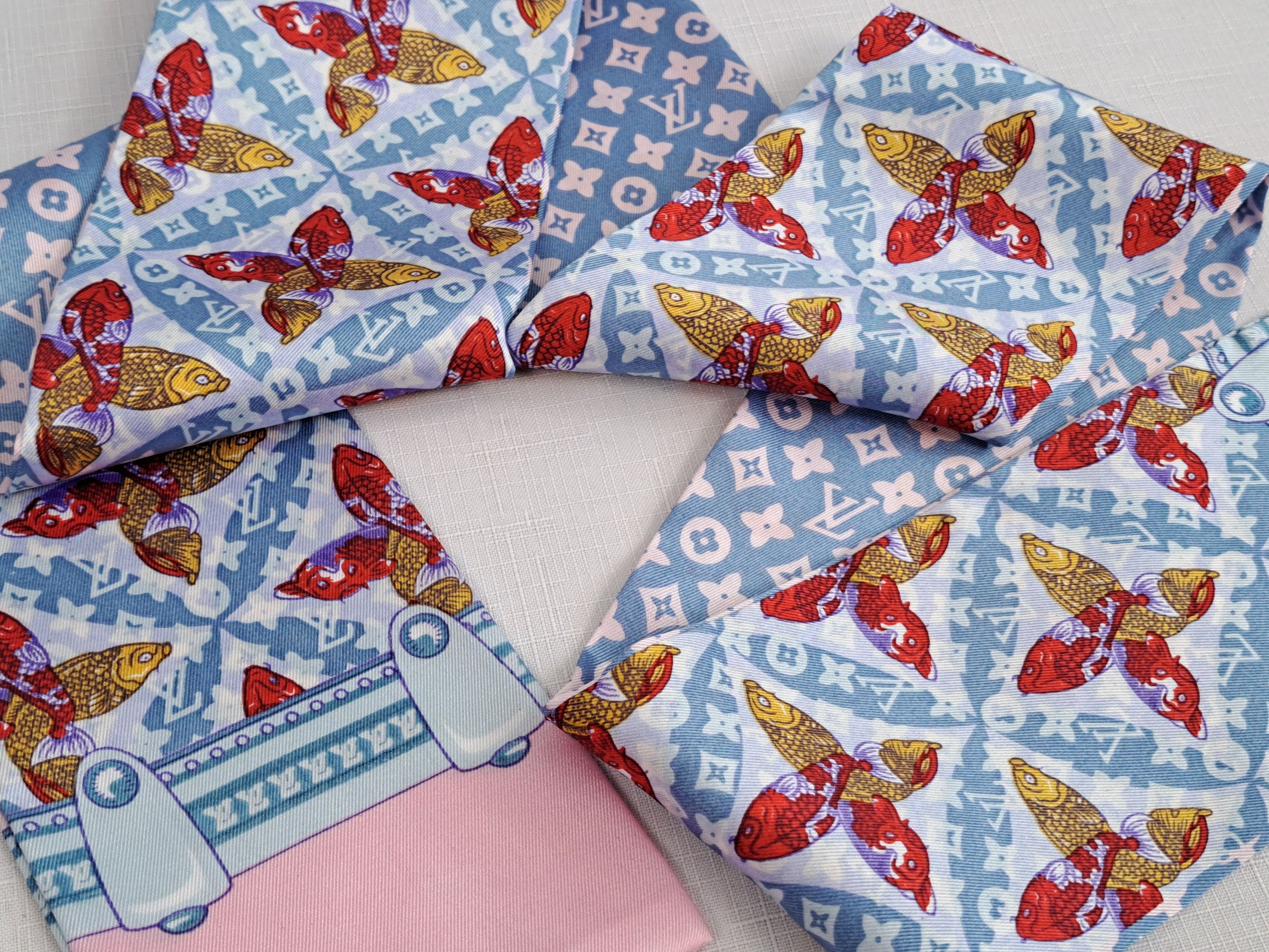 Louis Vuitton × Vintage LOUIS VUITTON monogram koi fish silk twilly/bandeau/scarf. Size ONE SIZE - 4 Thumbnail