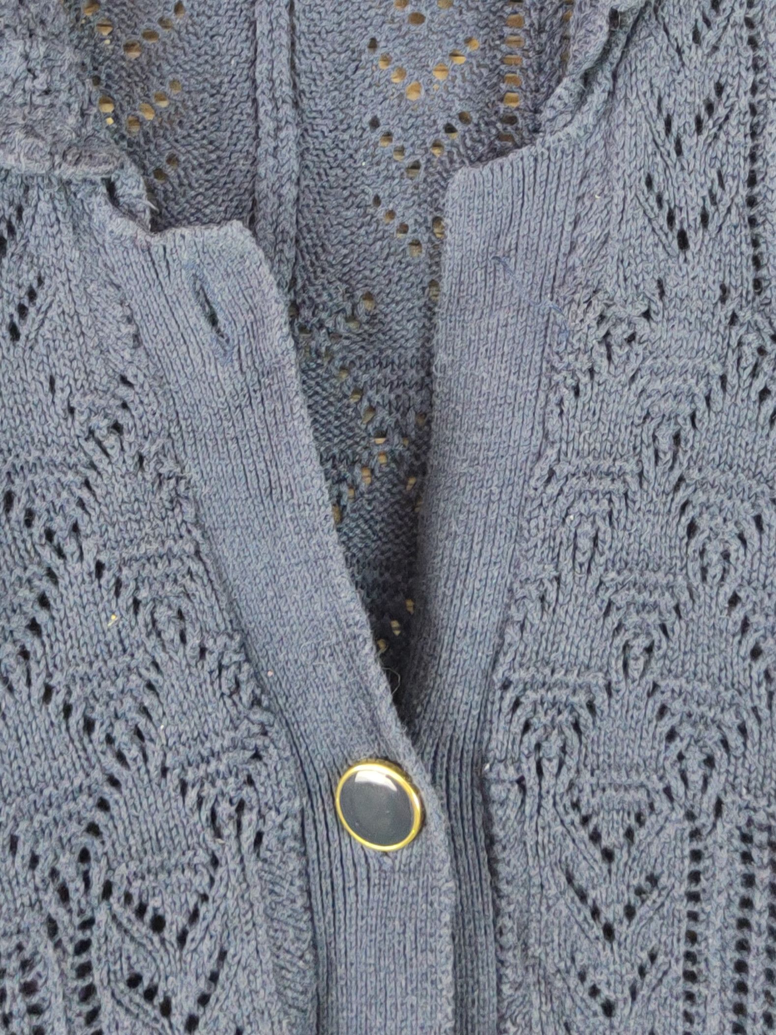 Japanese Brand Olive des Olive Navy Net Knitwear Cardigan #W1811 Size XL / US 12-14 / IT 48-50 - 3 Thumbnail