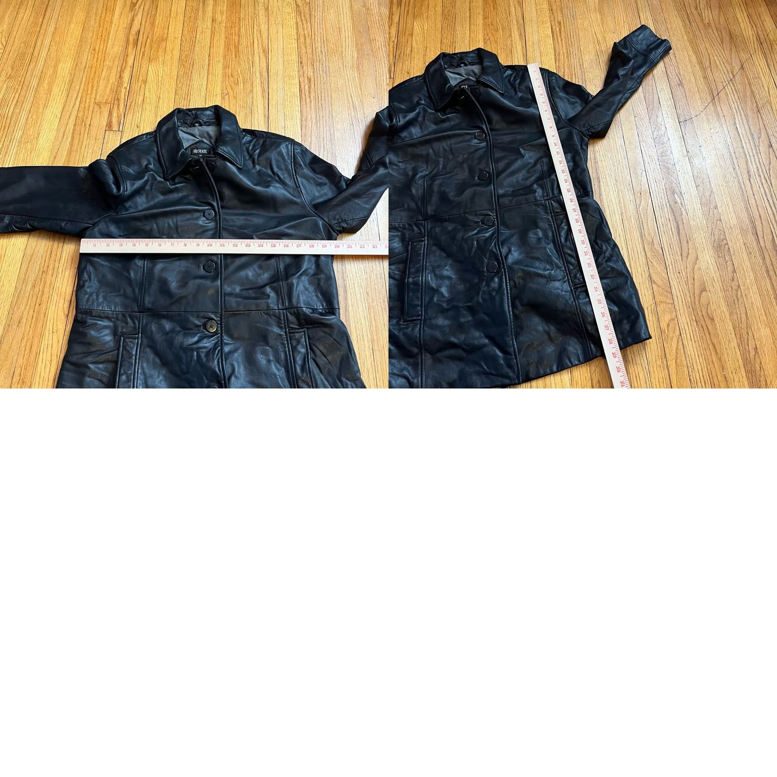 Vintage VINTAGE 111 STATE Leather Jacket Womens Medium Black Motorcycle Jacket Long Button Y2K Size M / US 6-8 / IT 42-44 - 8 Thumbnail
