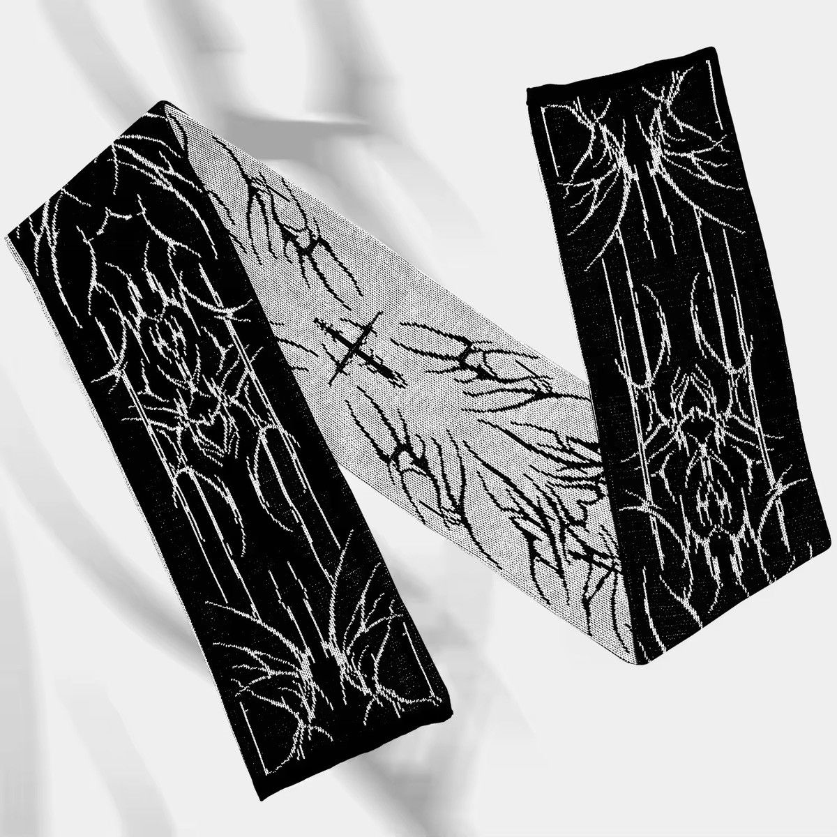 Japanese Brand × Vintage Creative Gothic Striped Knitted Scarf Winter Y2K Size ONE SIZE - 1 Thumbnail