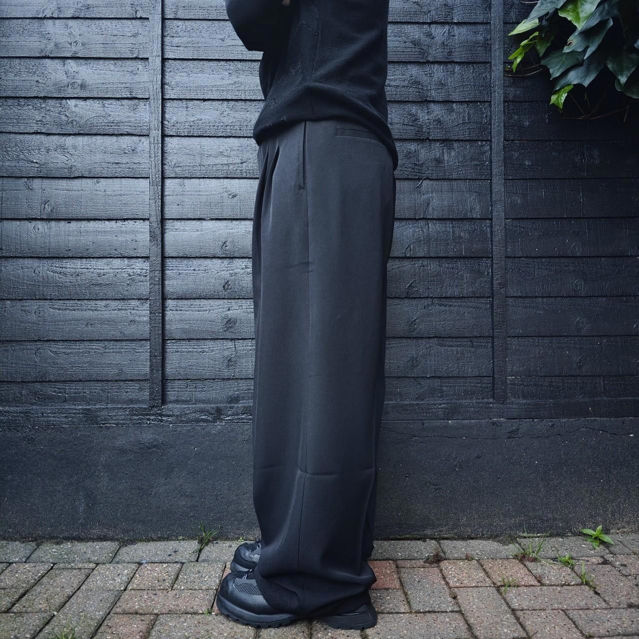 Other Black Wide Leg Pleated Belt Trousers Size US 32 / EU 48 - 3 Thumbnail
