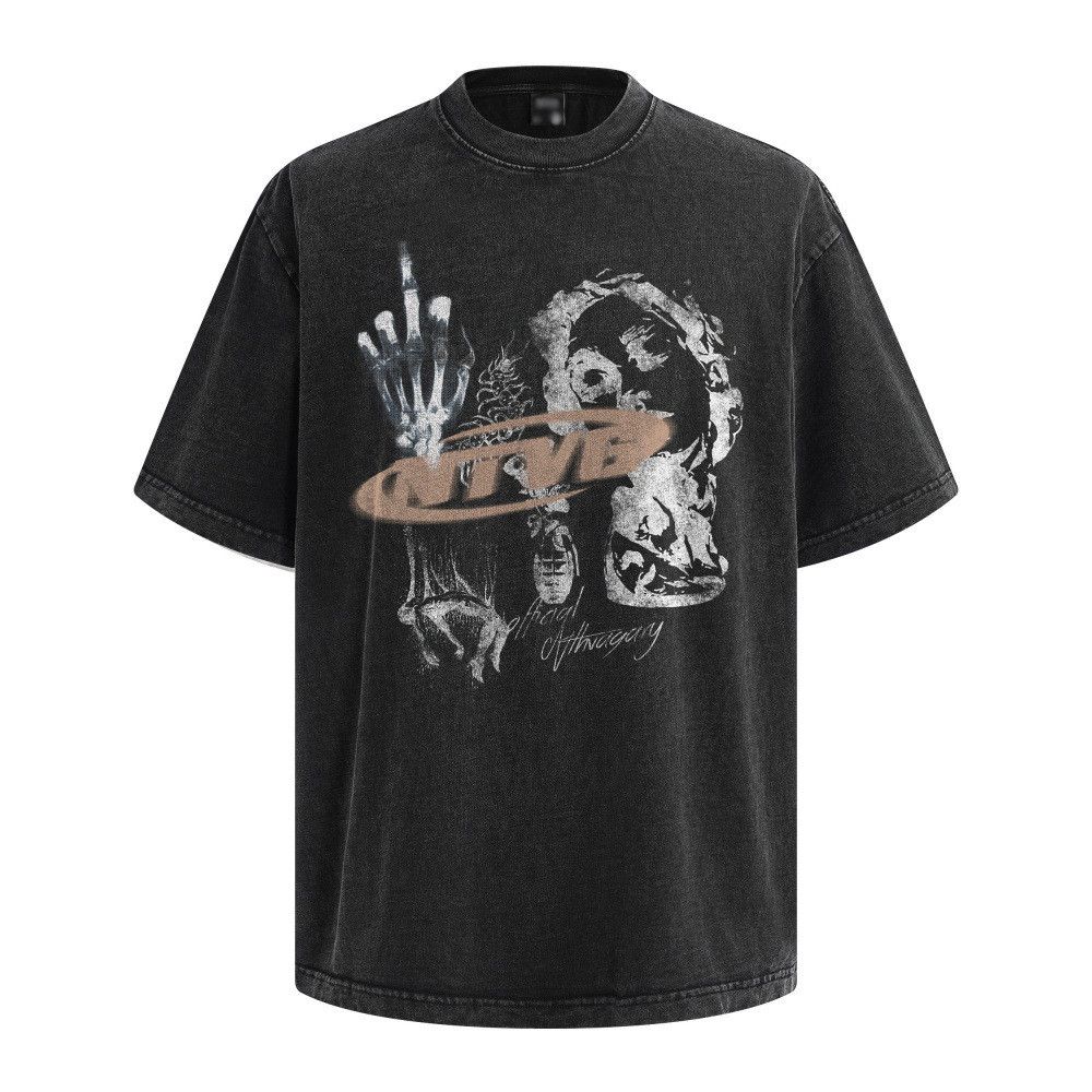 Japanese Brand Men's Distressed High Street Skull Hand Print T-shirt Size US M / EU 48-50 / 2 - 1 Thumbnail