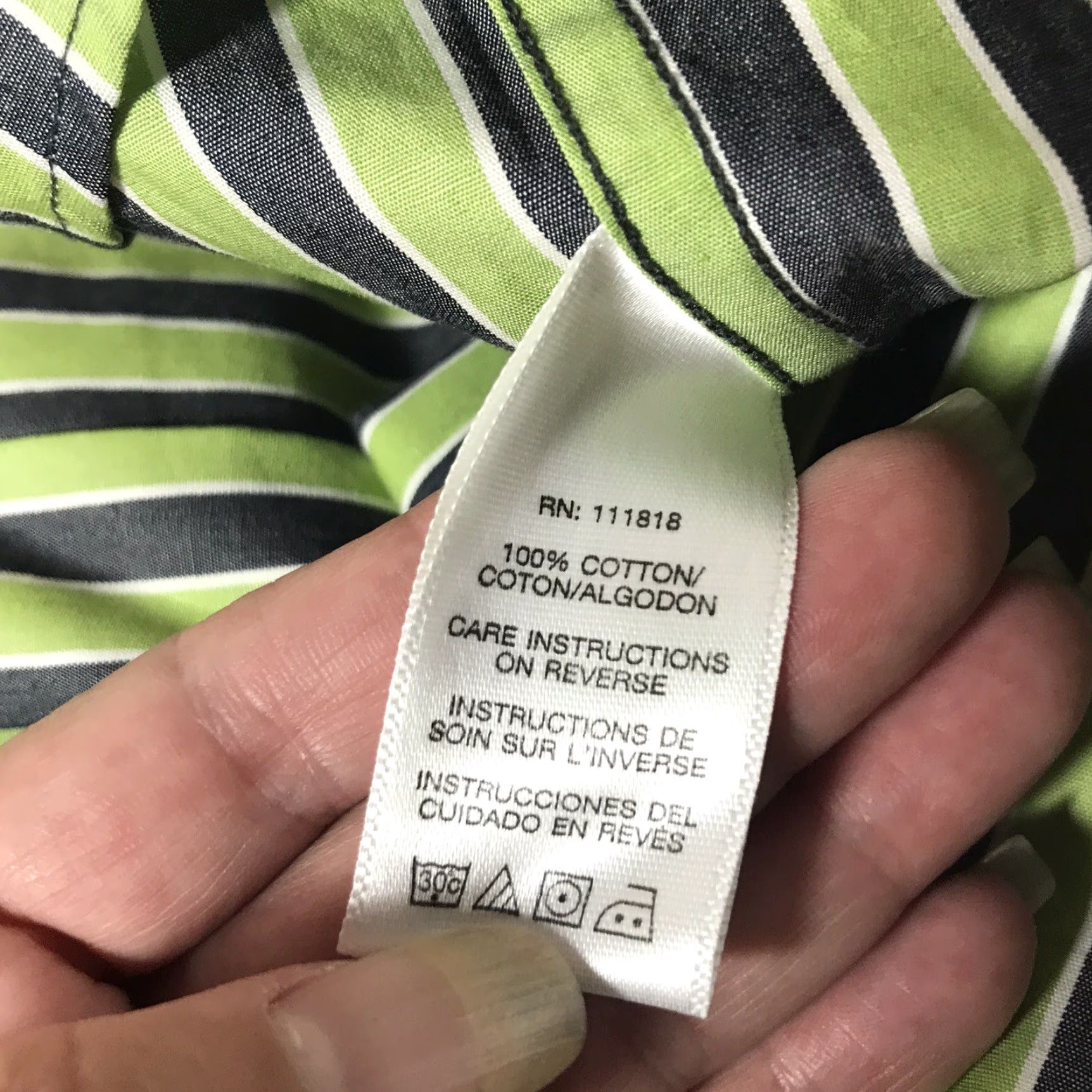 Michael Kors Michael Kors Striped Dress Shirt Mens Size M Lime Green/Gray Cotton Button-Up Casual Workwear Size 40R - 4 Thumbnail