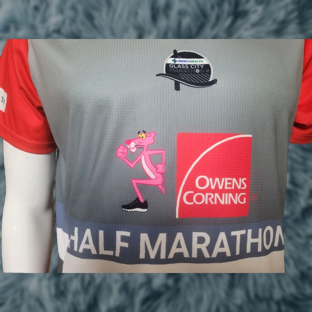Pinko Owens Corning Pink Panther Half Marathon Shirt Short Sleeve Crew Neck Large Gray T-Shirt Unisex Adults Jersey Size US L / EU 52-54 / 3 - 1 Thumbnail