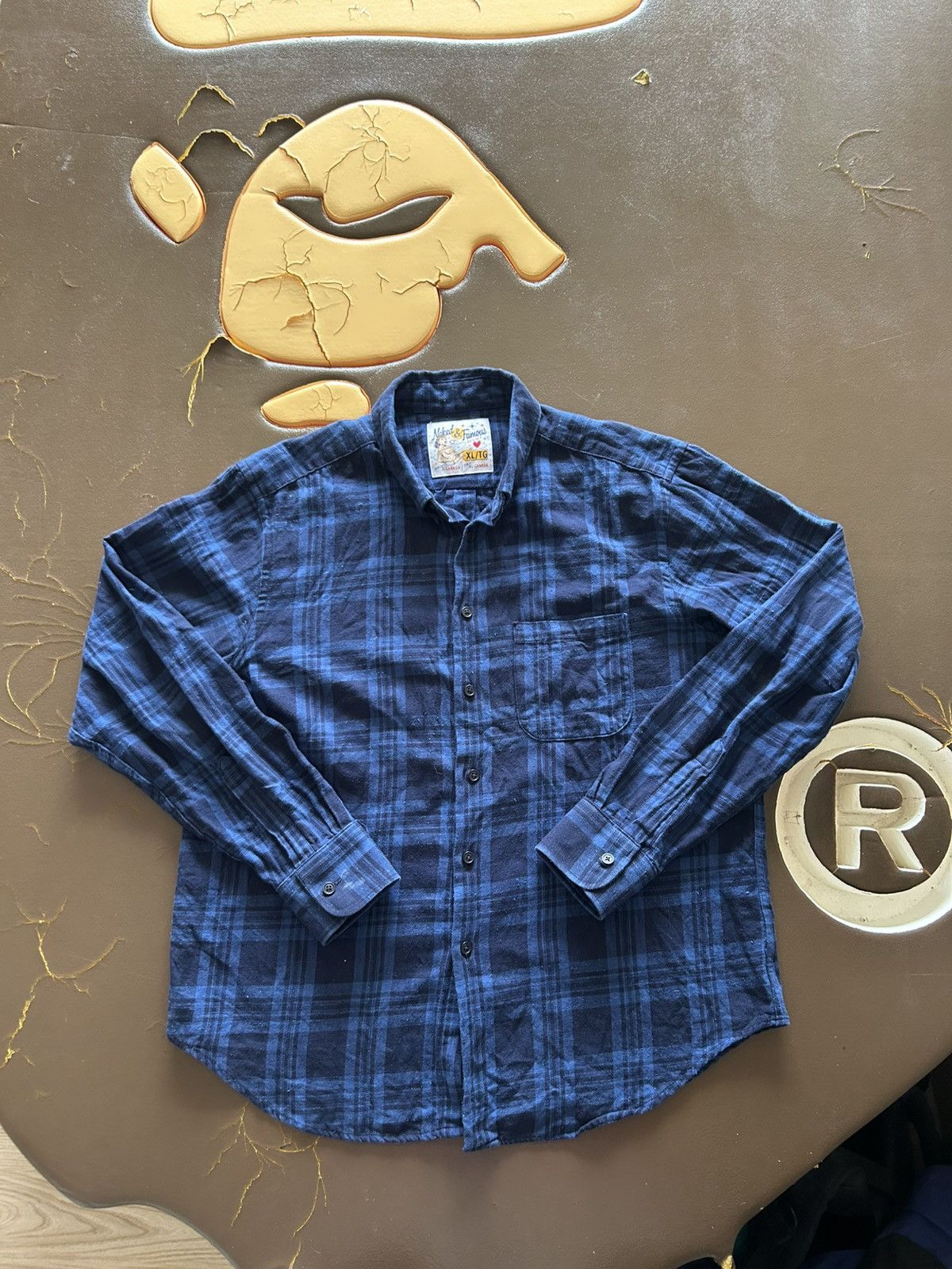Naked and Famous Flannel Button Up Blue